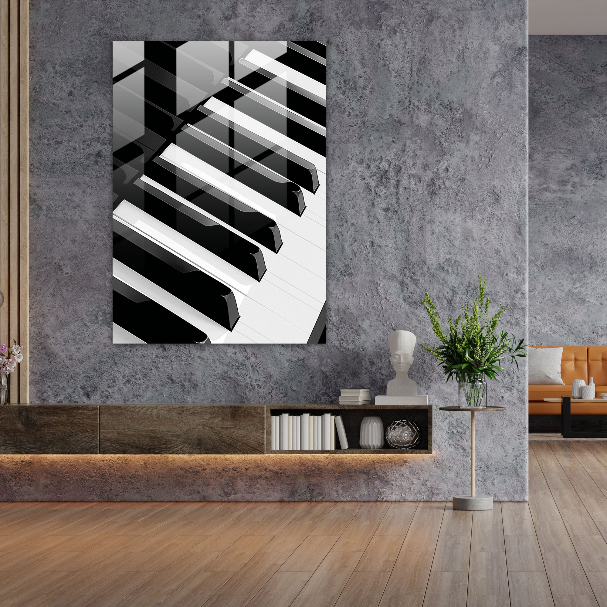 Pop Art Cam Tablo - Klasikizm+Popart Duvar Dekorasyonu Modern Sanat Piyano Tuşları