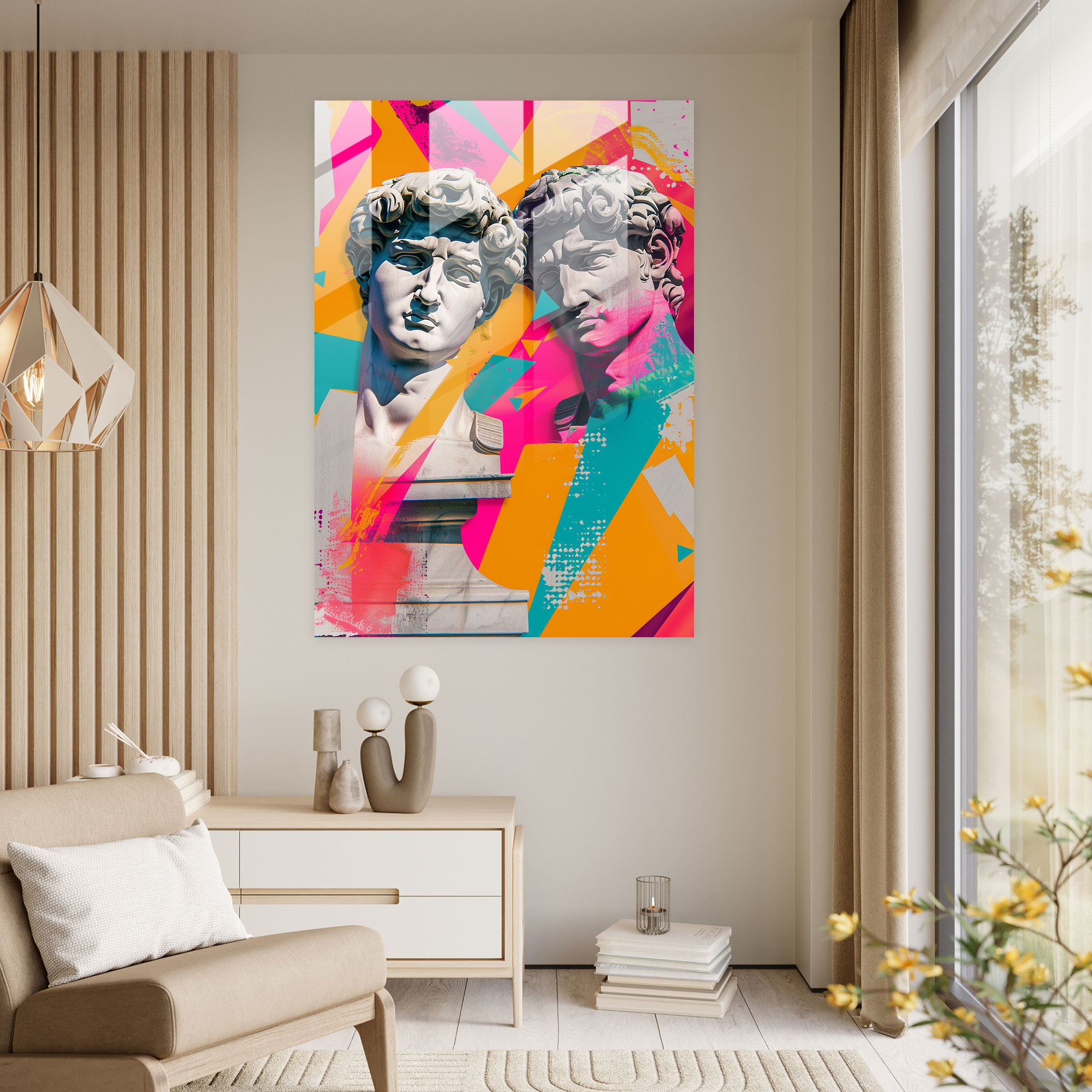 Klasikçilik ve Pop Sanat Duvar Dekorasyonu - Klasikçilik ve Pop Sanat Duvar Dekorasyonu Cam Tablo Modern Sanat