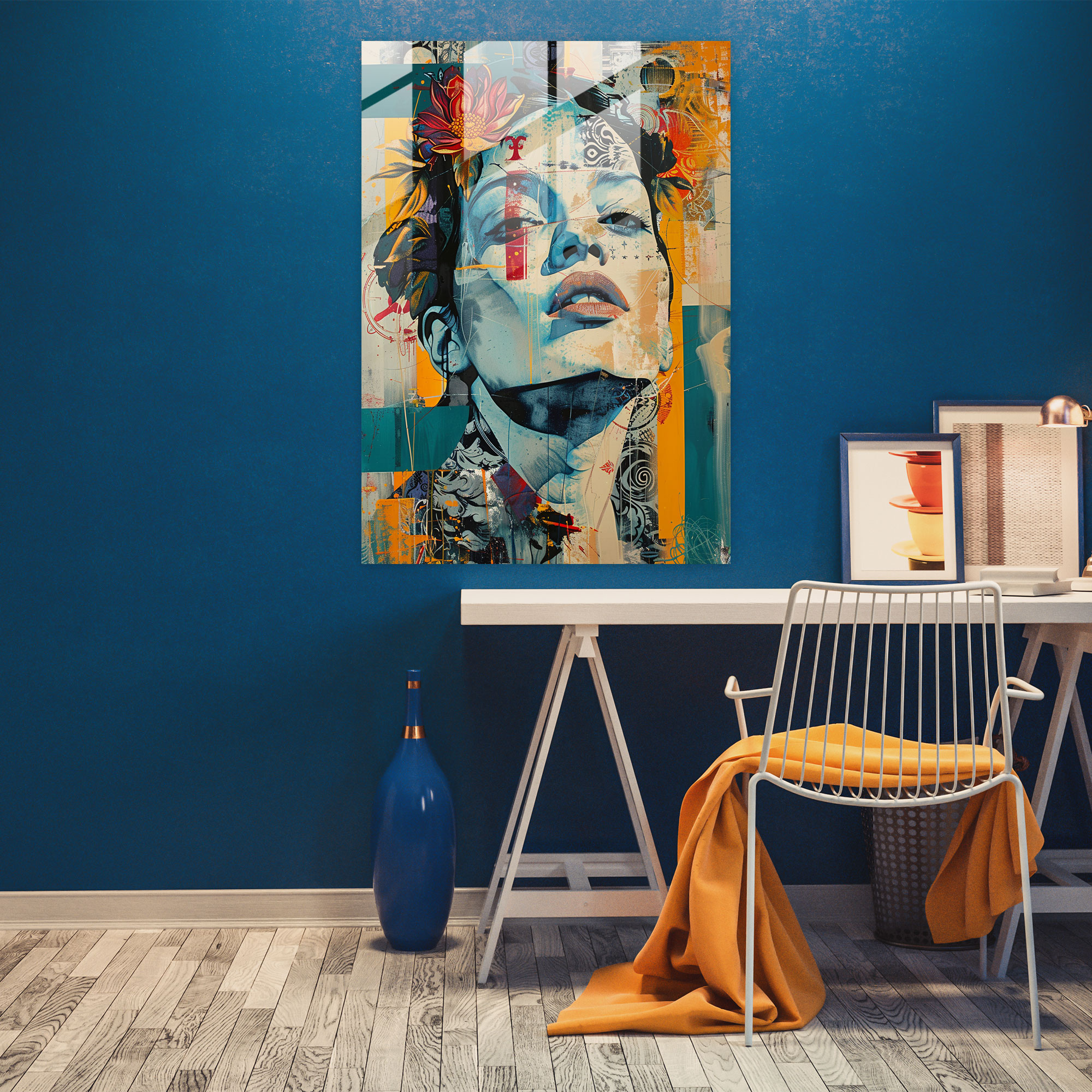 Klasizm ve Pop Art Cam Tablo Baskı - Klasizm ve Popart Temalı Cam Duvar Sanatı Ev Dekorasyonu Duvar Dekorasyonu