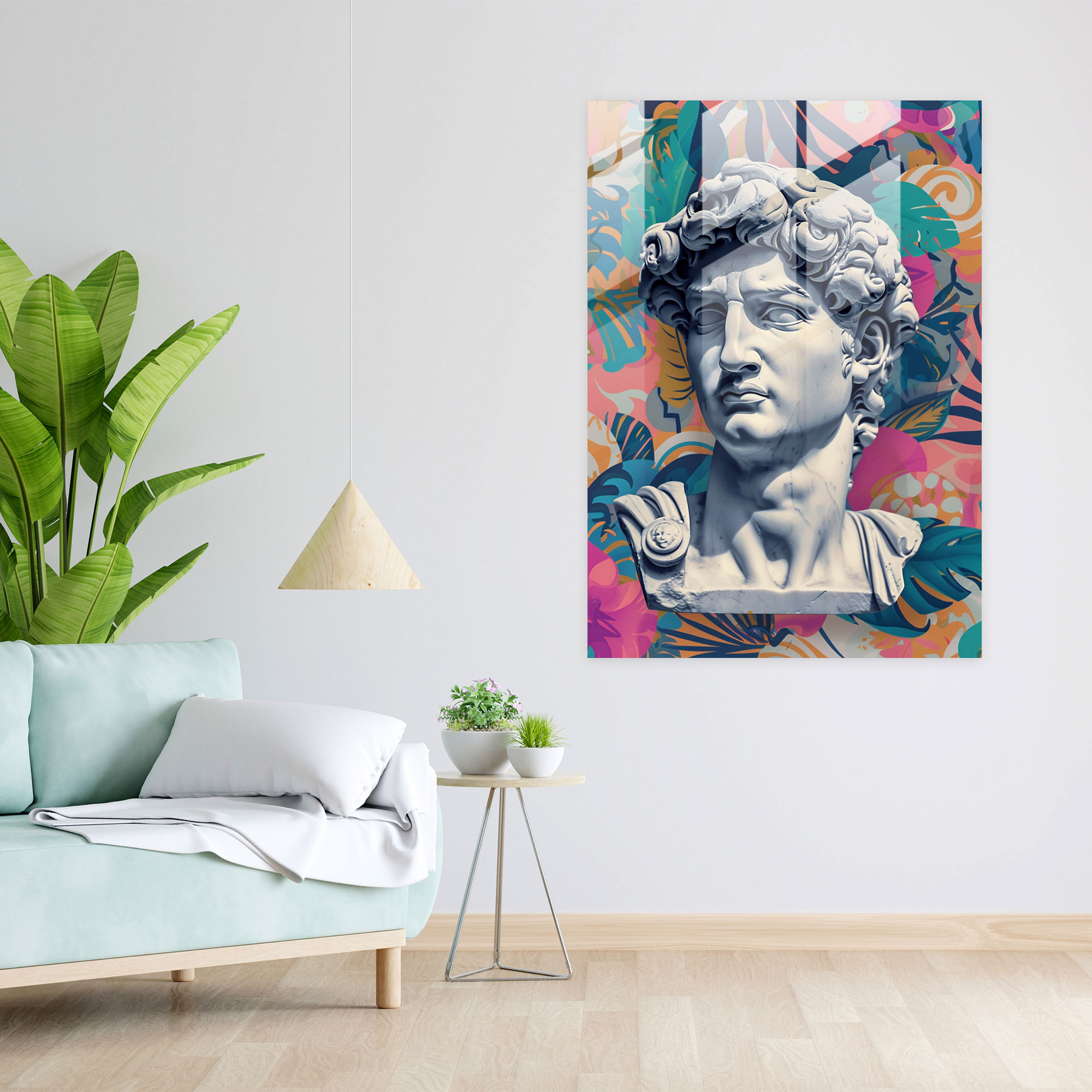 Klasizm ve Pop Art Cam Tablo Sanatı - Yunan heykelleriyle klasizmi ve Pop Art'ı bir araya getirin