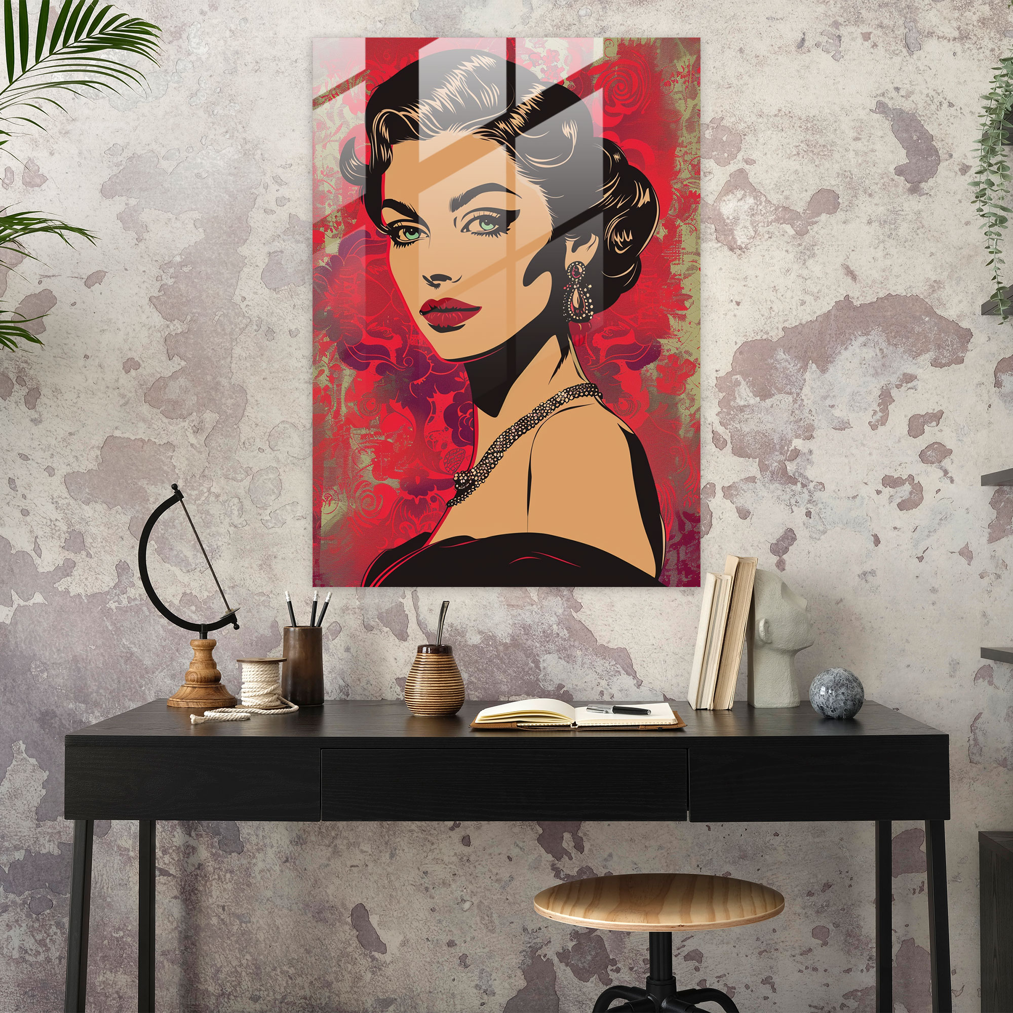 Göz Alıcı Klasik Cam Tablo Sanatı - Klasikizm+Popart Ev Dekorasyonu Modern Sanat Klasikizm ile Pop Art