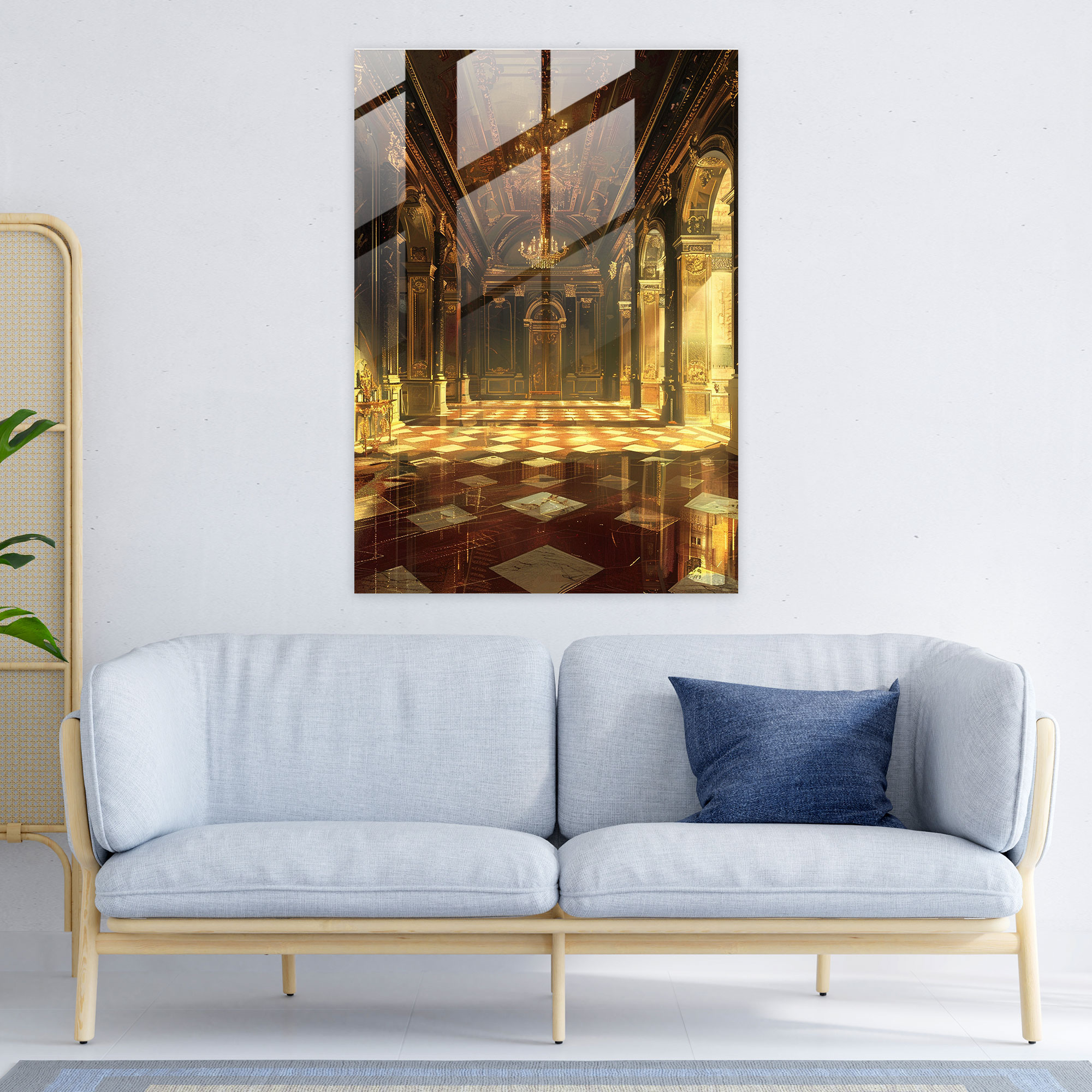 Baroque Ballroom Glass Print - Classicism+Popart, Wall Decoration, Classicism With Pop Art, Modern Art