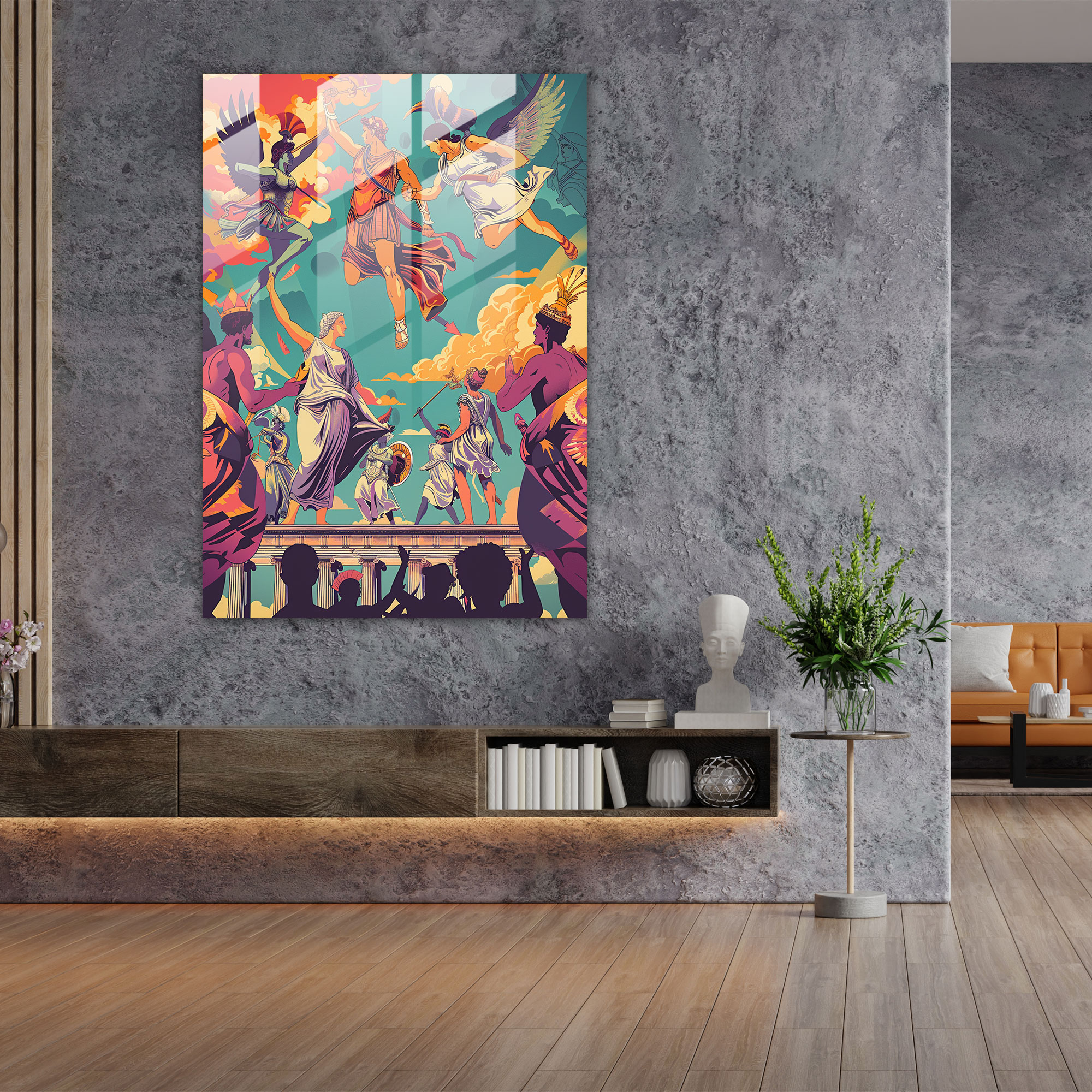 Mitoloji Modernizm Cam Tablo Sanatı - Klasikçilik ve Popart Popart ile Klasikçilik Cam Tablo Sanatı Ev Dekorasyonu