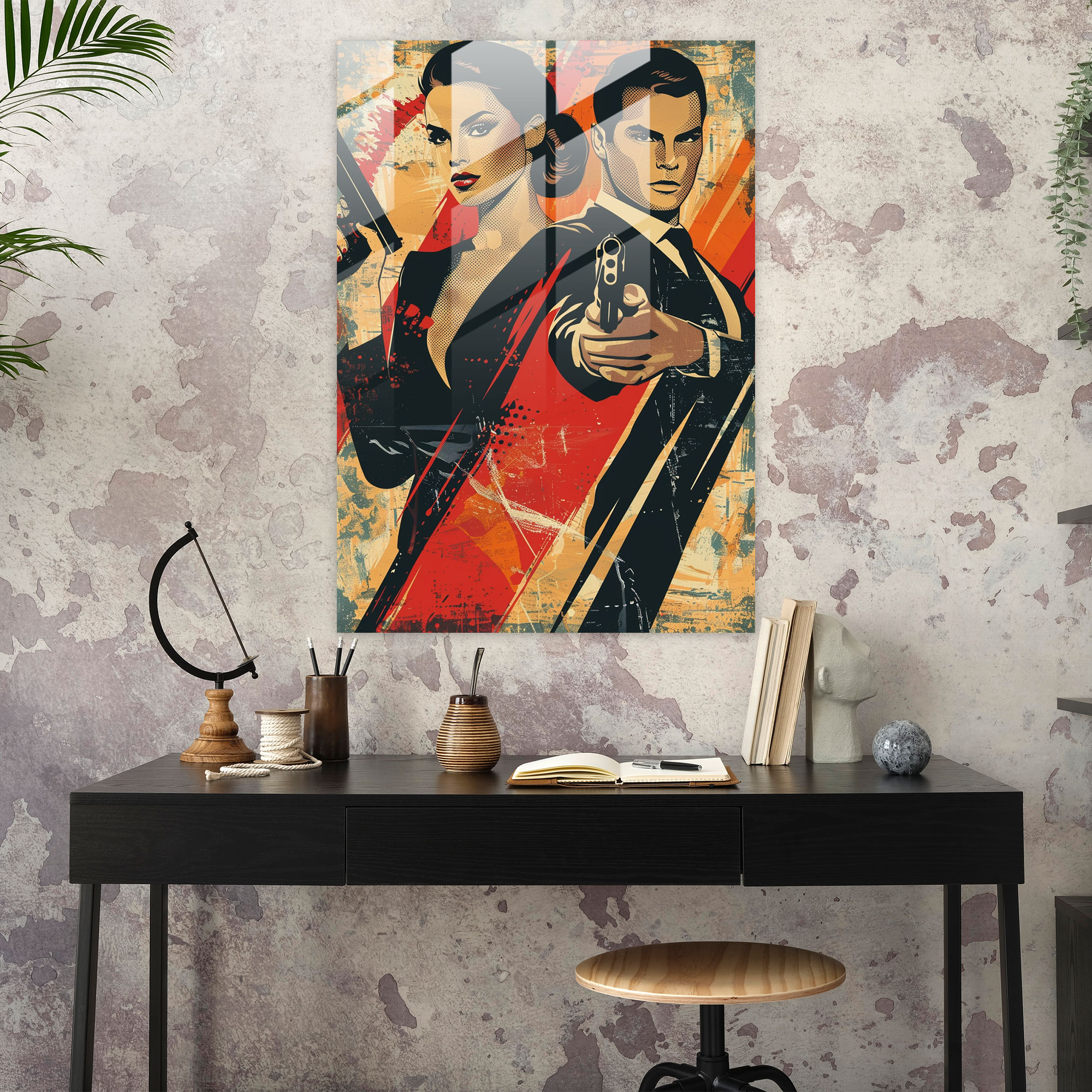 Retro Cinema Classicism Glass Wall Art - Classicism+Popart, Modern Art, Home Decoration, Classicism With Pop Art