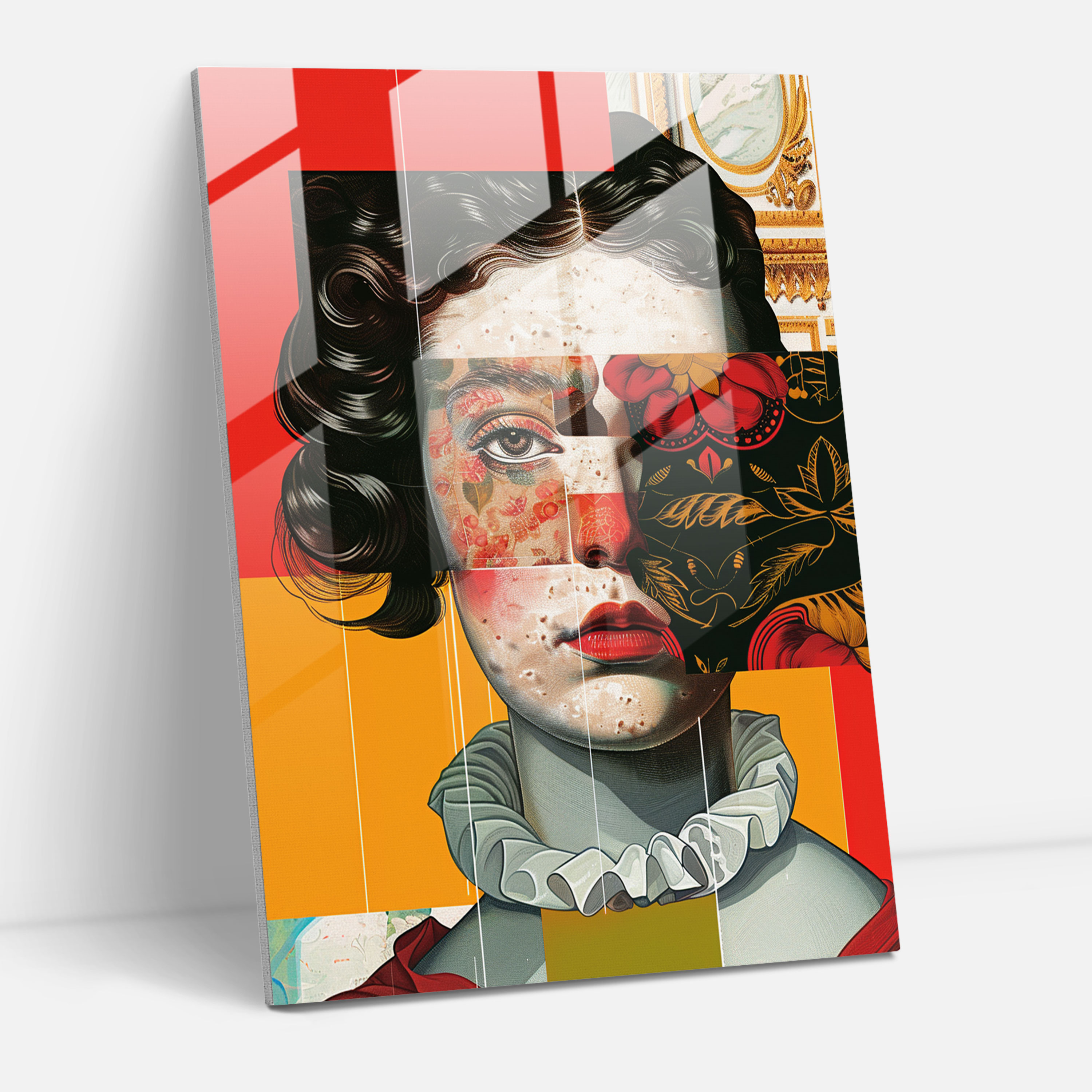 Renaissance Graphic Pop Glass Print - Classicism+Popart, Classicism With Pop Art, Glass Print, Modern Art