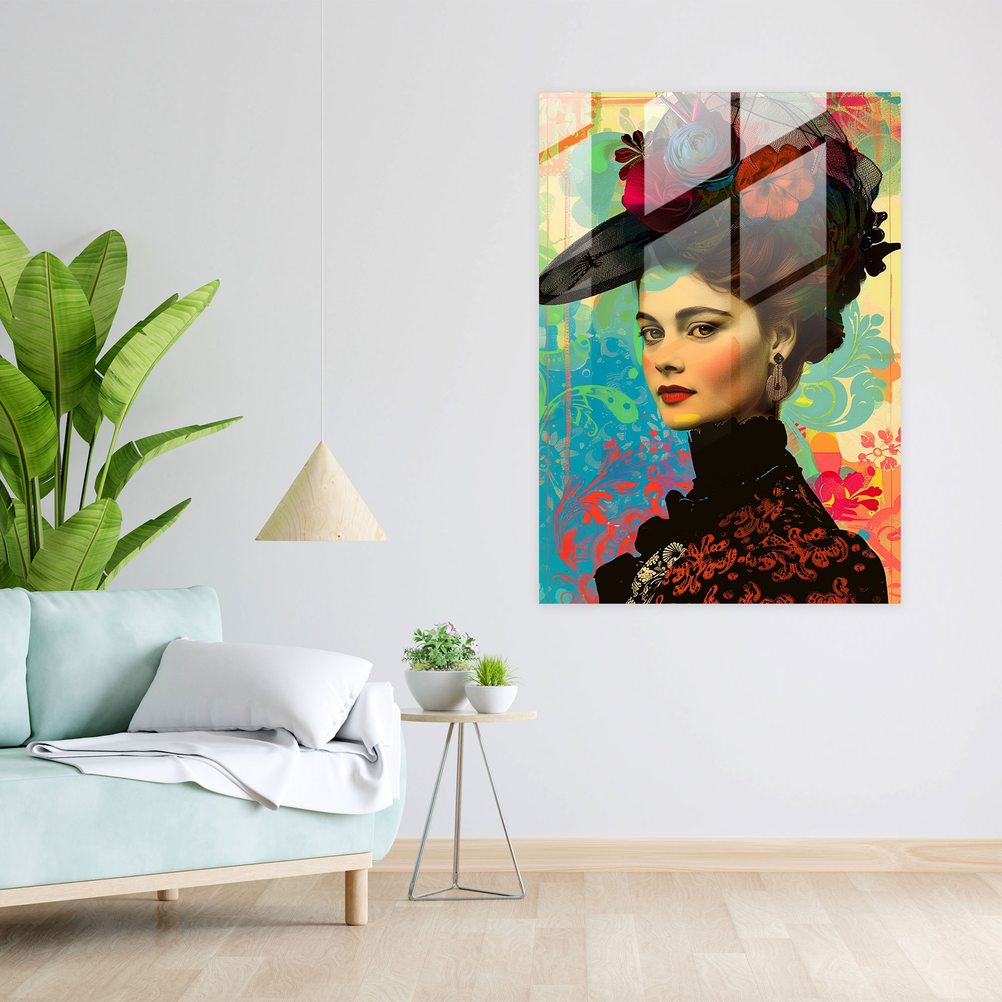 Victorian Pop Fusion Glass Print - Classicism+Popart, Classicism With Pop Art, Modern Art, Glass Print