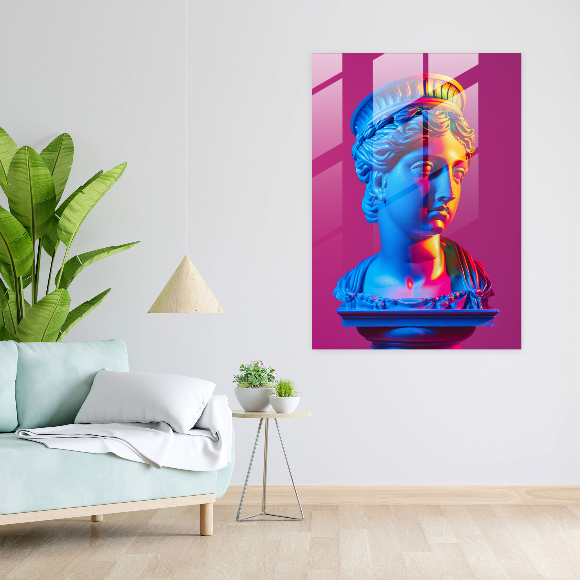 Klasik Çizimlerle Pop Art Cam Duvar Sanatı - Neon Renkler Cam Sanatı Cam Duvar Sanatı