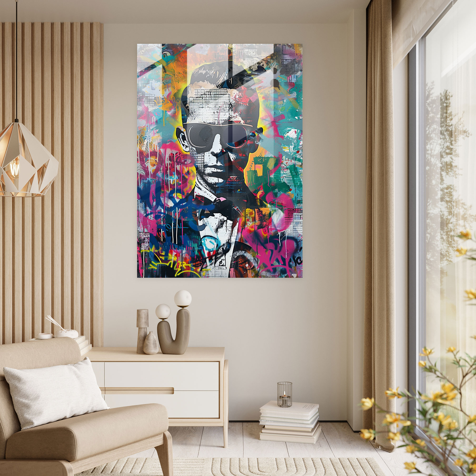 Pop Art ile Klasikçilik Duvar Süsleme - Viktoriyan Portre Modern Sanat Graffiti Arka Planlı Kanvas Tablo