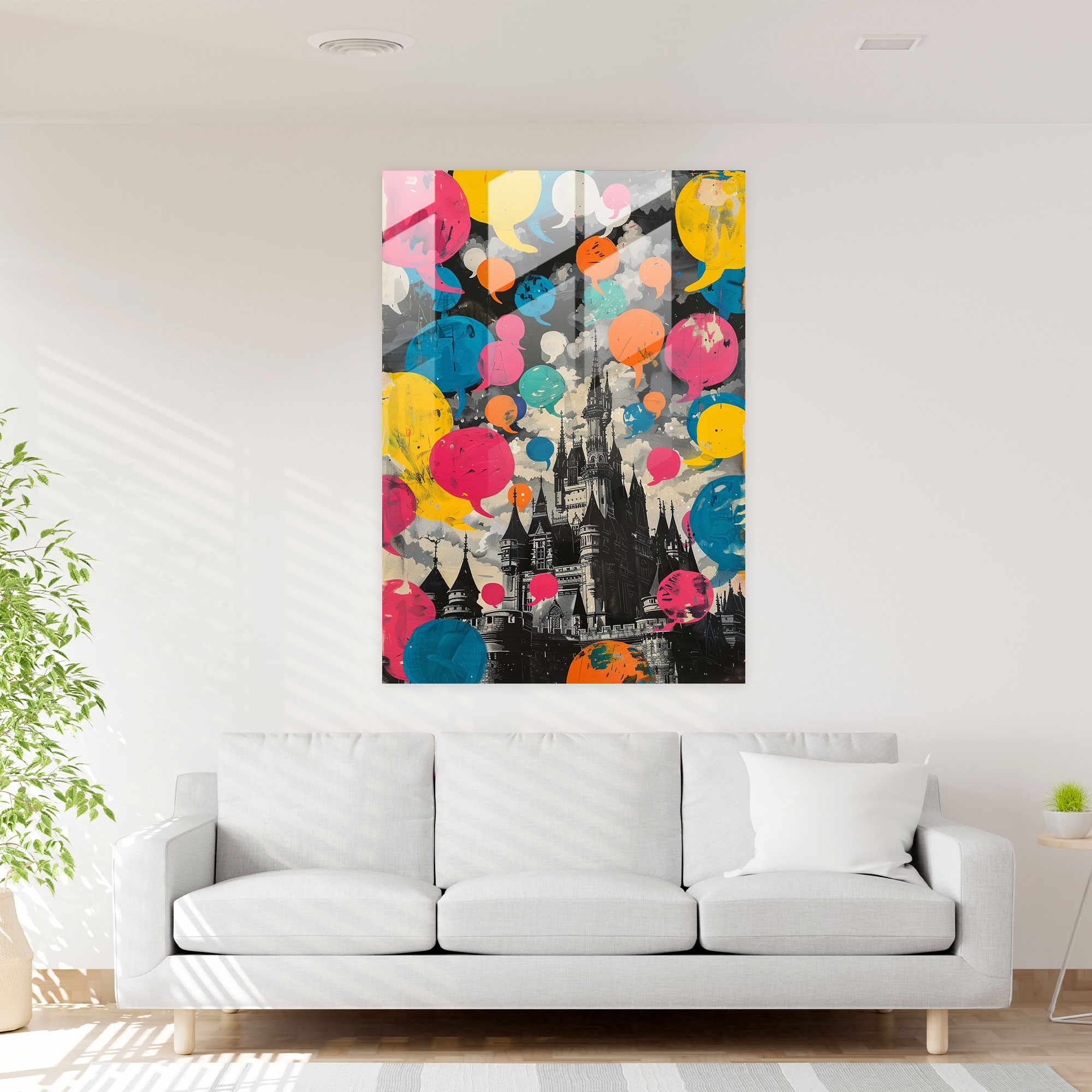 Pop Art Modern Sanat ile Klasizm - Klasizm ve Pop Art Duvar Dekorasyonu Cam Tablo