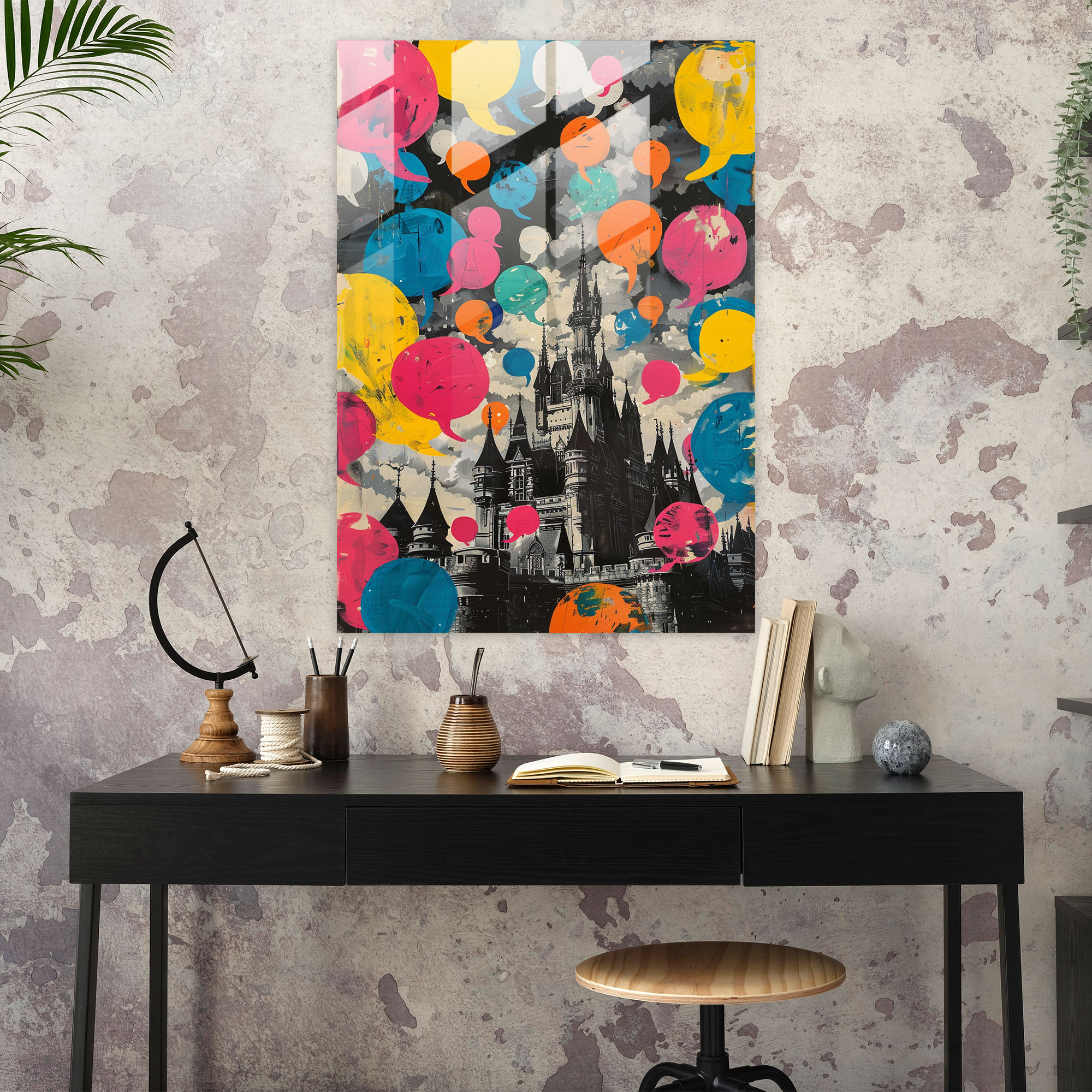 Pop Art Modern Sanat ile Klasizm - Klasizm ve Pop Art Duvar Dekorasyonu Cam Tablo