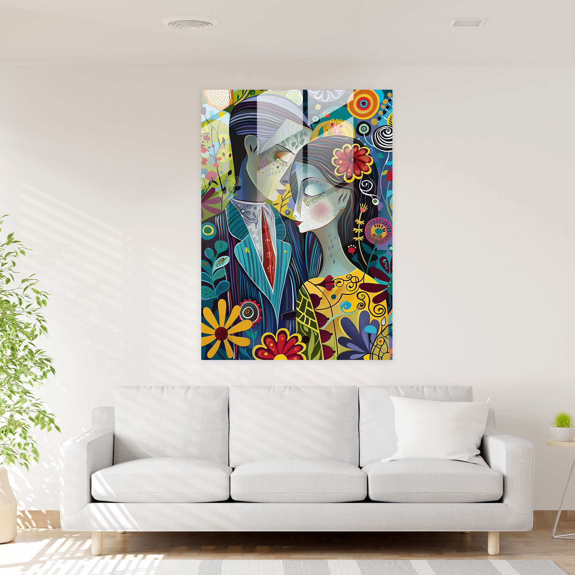 Klasikçilik ile Pop Art Cam Tablo - Romantik Resim Cam Sanatı Modern Sanat