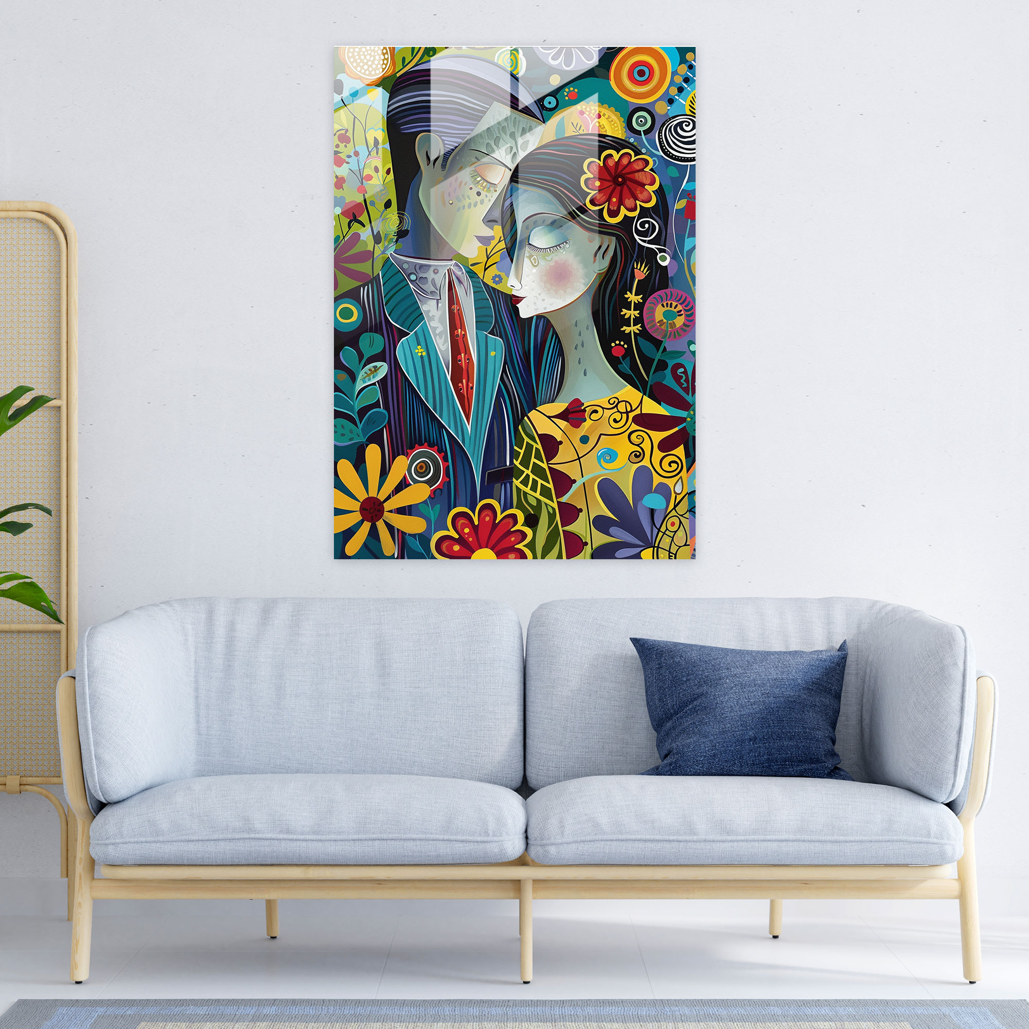 Klasikçilik ile Pop Art Cam Tablo - Romantik Resim Cam Sanatı Modern Sanat