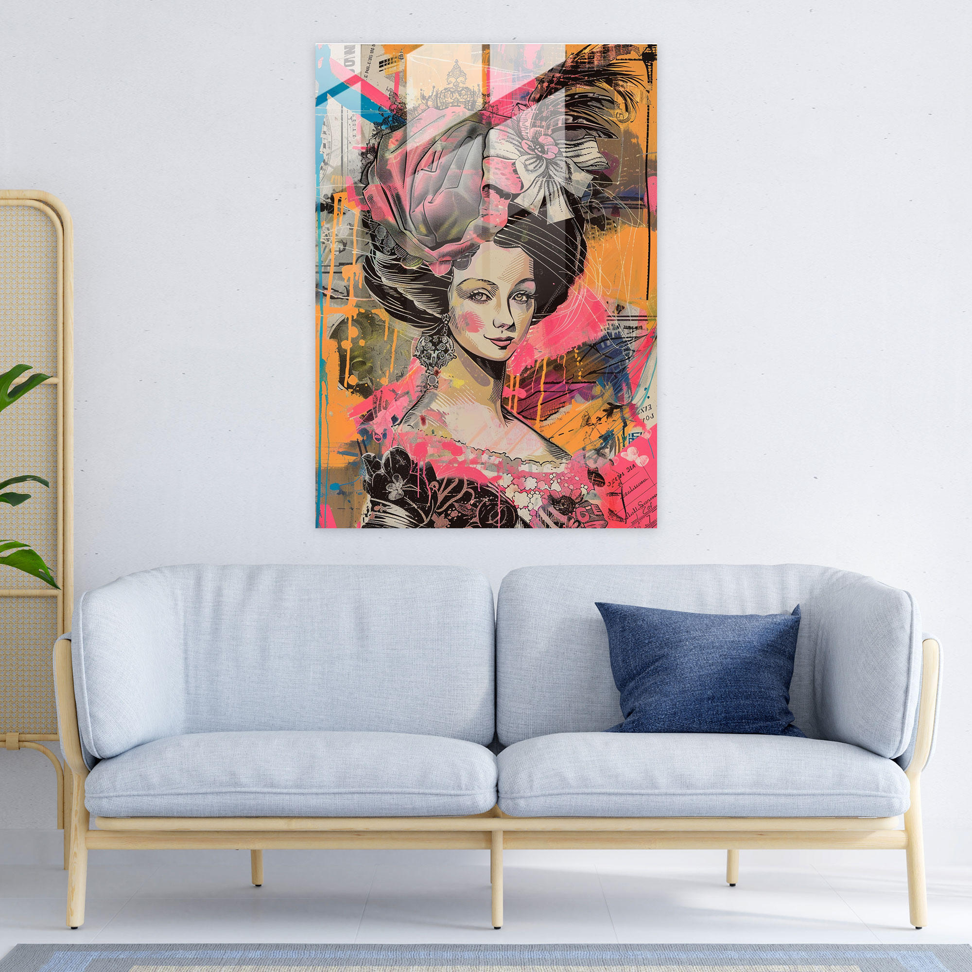 Klasikleşme ve Pop Sanat Ev Dekorasyonu - Klasikleşme ve Pop Sanat Cam Tablo Asil Kadın