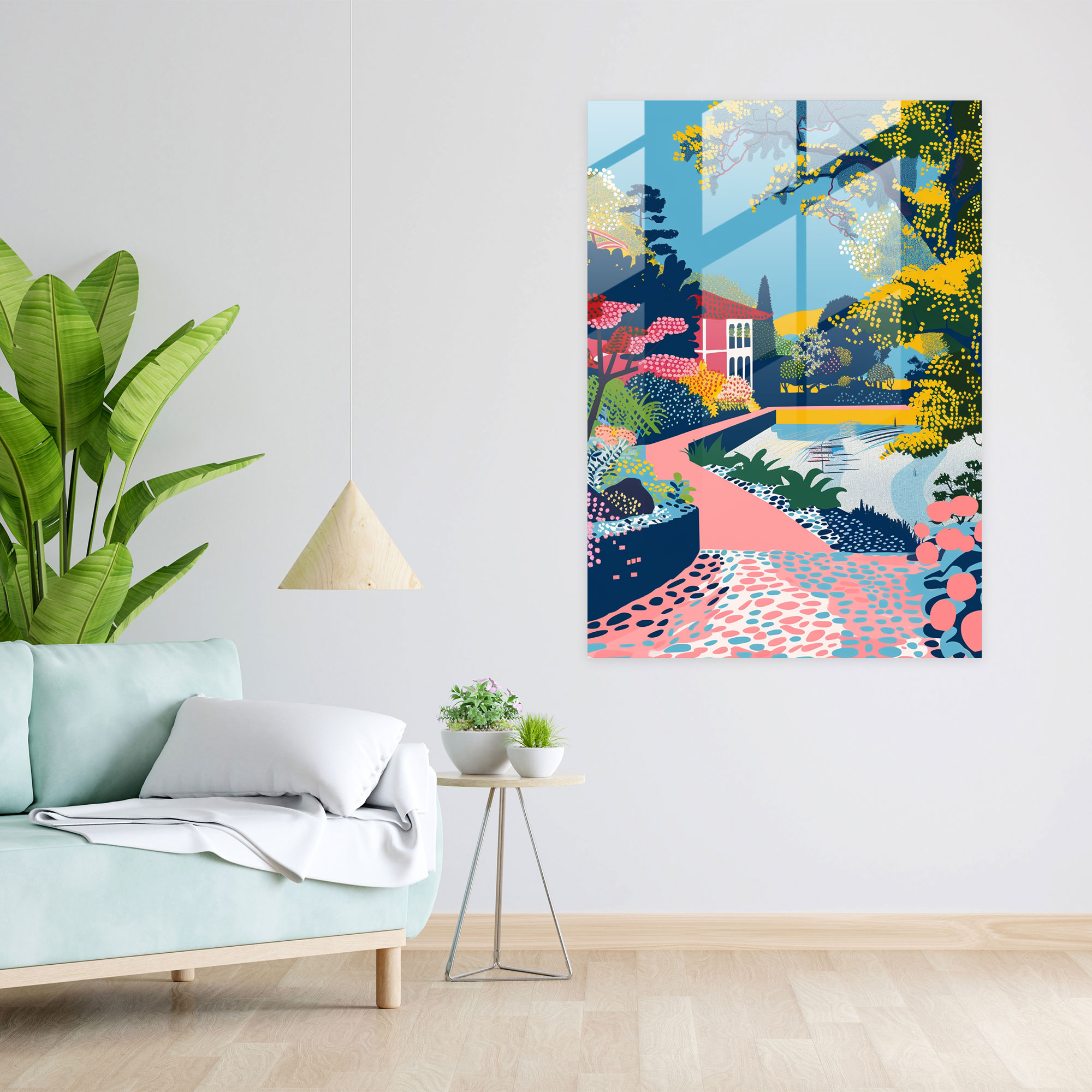Pop Art Manzaralı Cam Tablo - Klasikizm+Popart Ev Dekorasyonu Duvar Dekorasyonu