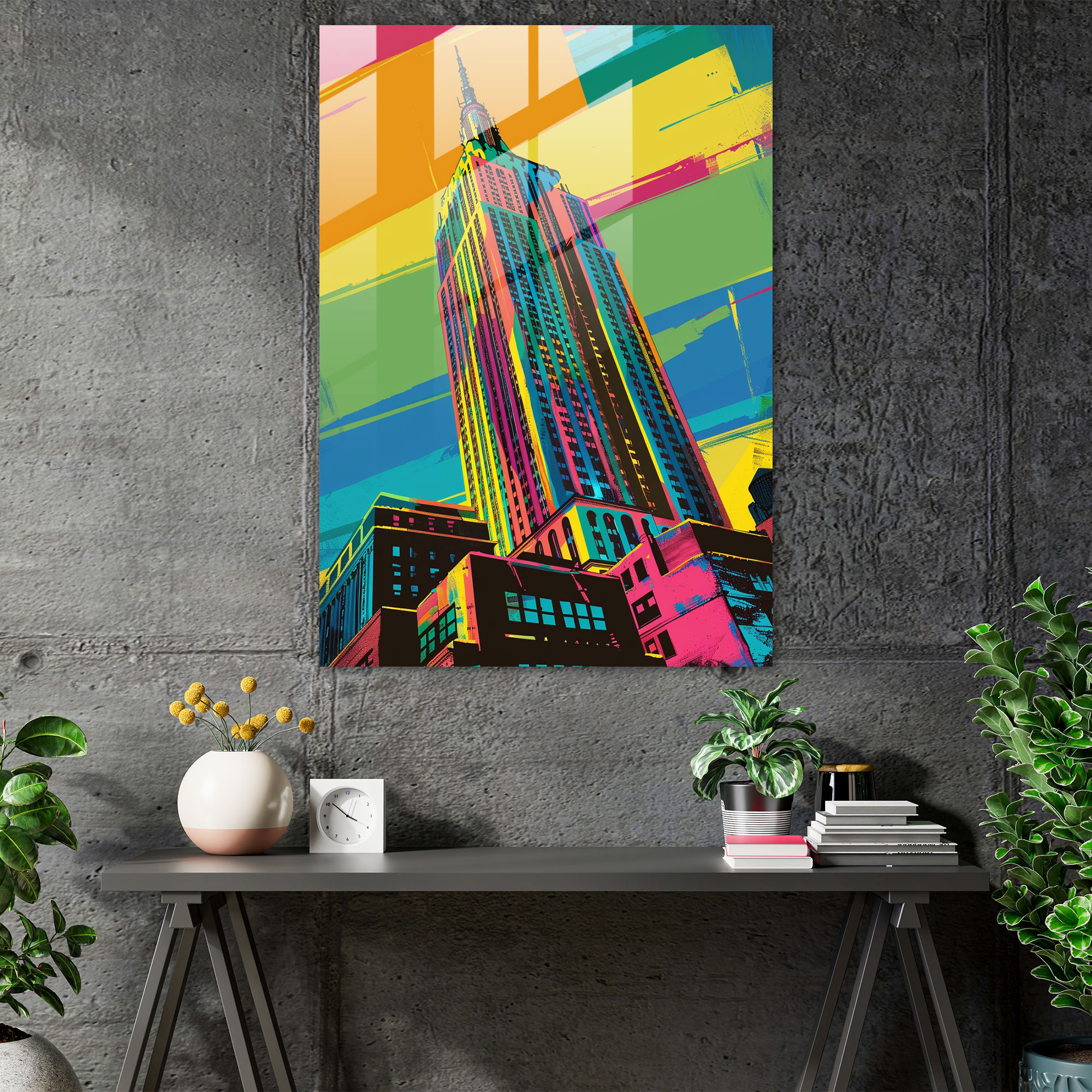 Pop Art Çizgisi Cam Tablo - Klasikizm+Popart Klasikizmi Pop Art ile Birleştirin Cam Sanatı Cam Tablo