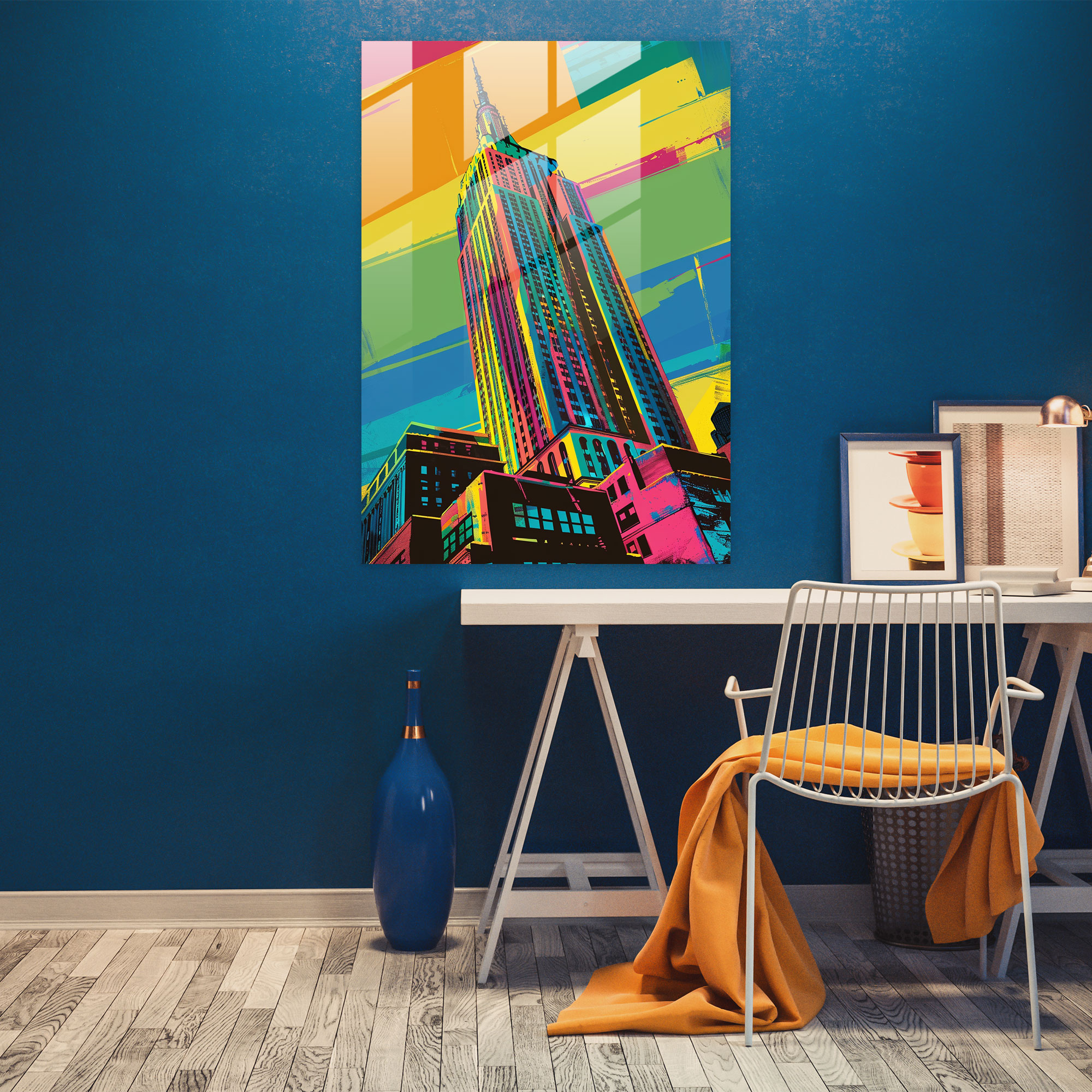 Pop Art Çizgisi Cam Tablo - Klasikizm+Popart Klasikizmi Pop Art ile Birleştirin Cam Sanatı Cam Tablo