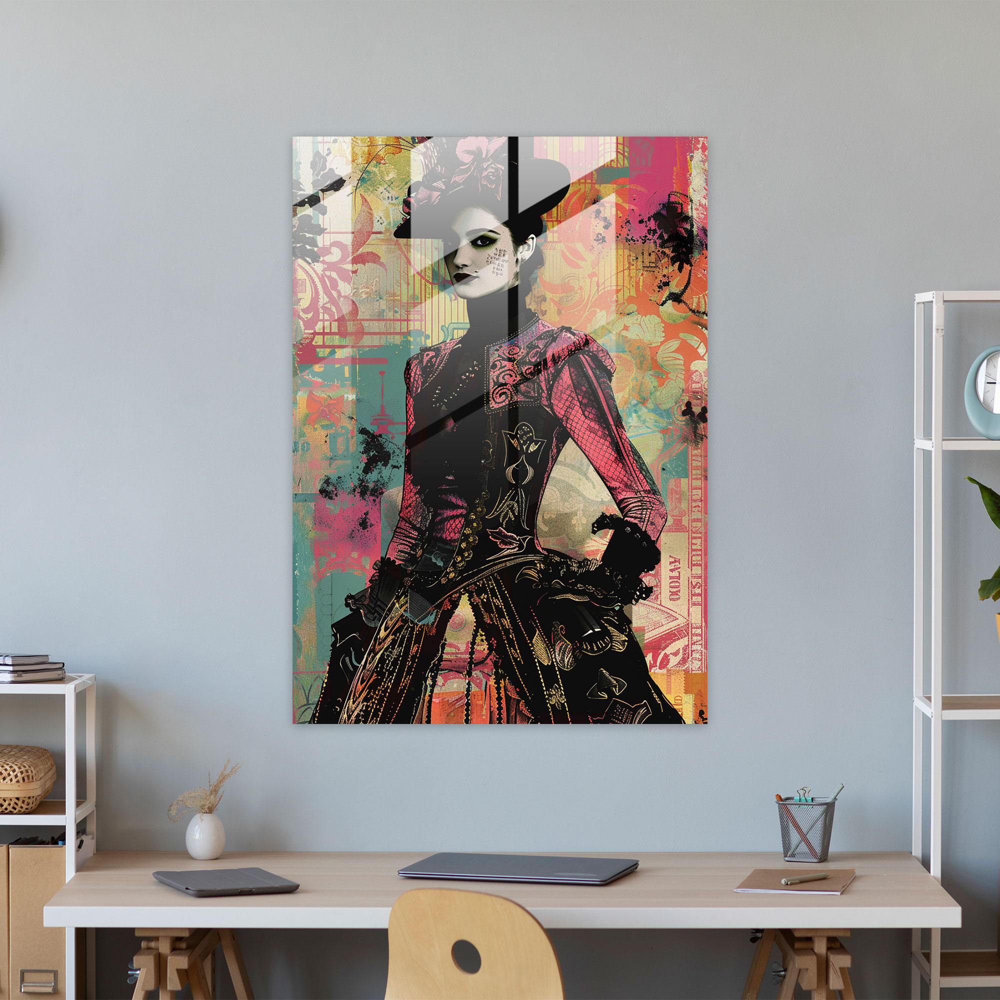 Victorian Pop Glass Print - Classicism+Popart, Glass Art, Modern Art, Combine Classicism With Pop Art