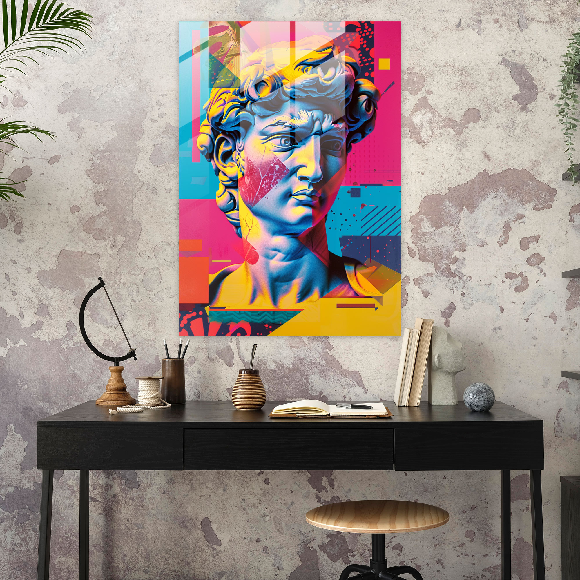 Neon Neoklasik Cam Duvar Sanatı - Klasizm+Popart Neoklasik Heykel Ev Dekorasyonu Cam Sanatı