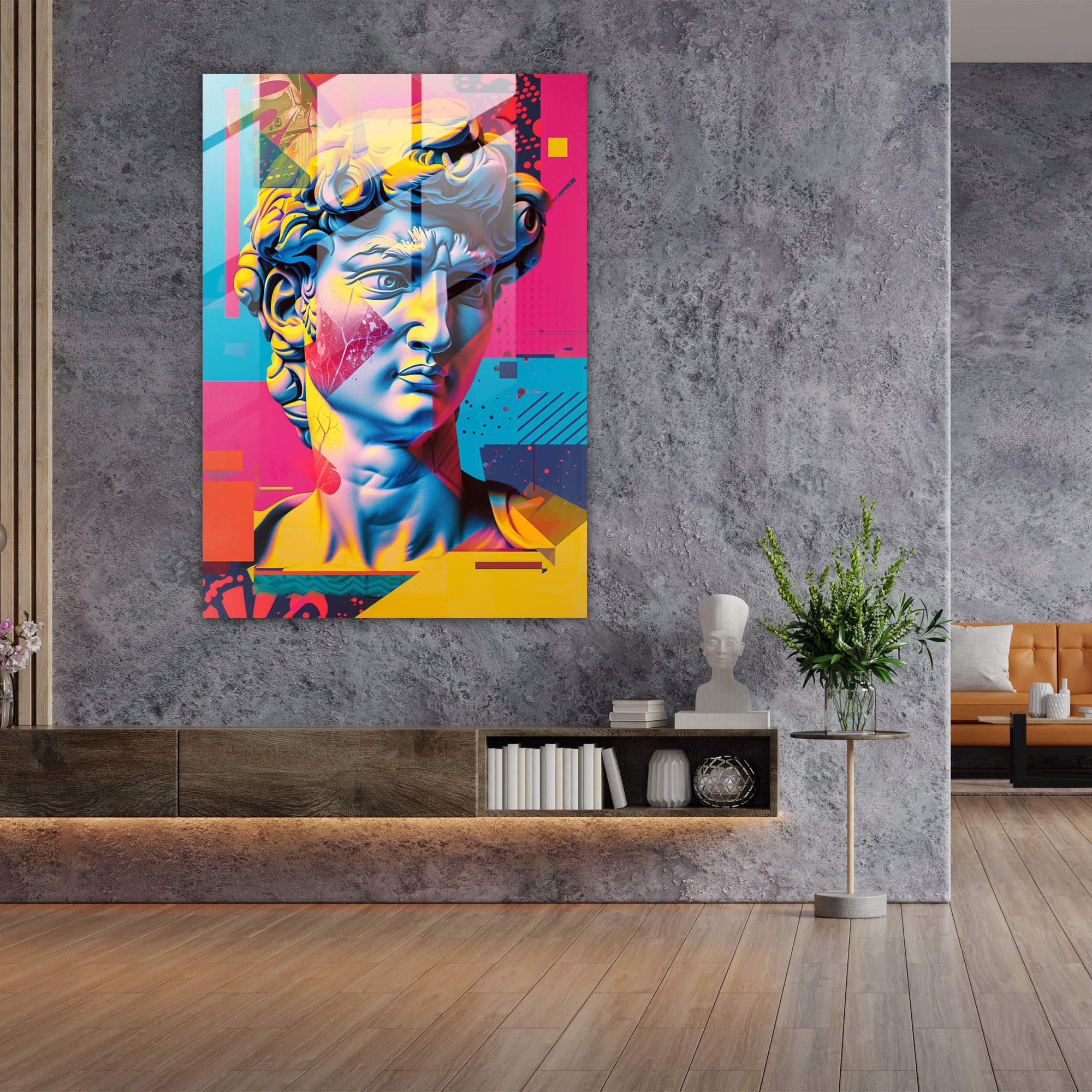 Neon Neoklasik Cam Duvar Sanatı - Klasizm+Popart Neoklasik Heykel Ev Dekorasyonu Cam Sanatı