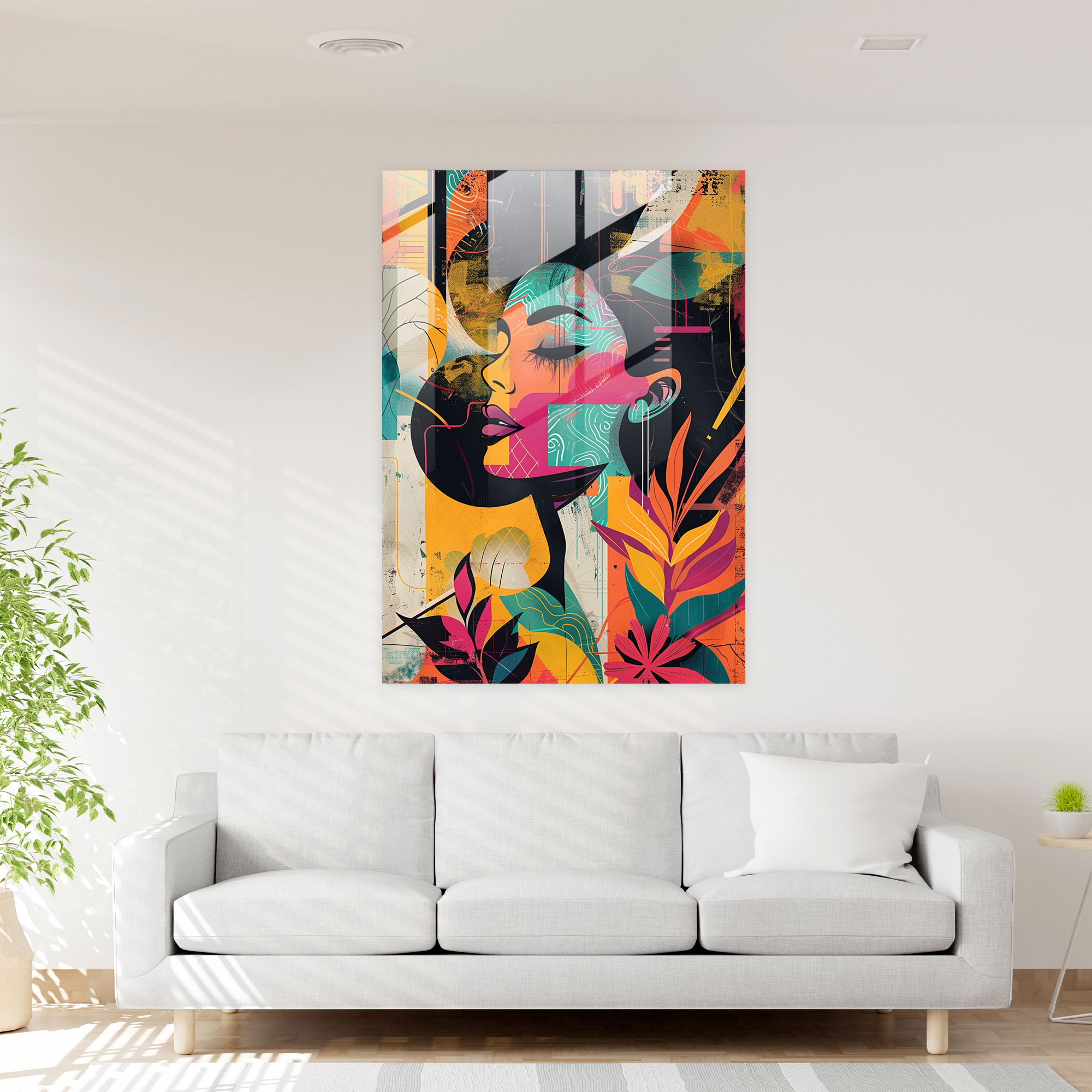 Art Deco Graffiti Glass Print - Classicism+Popart, Modern Art, Glass Print, Wall Decoration
