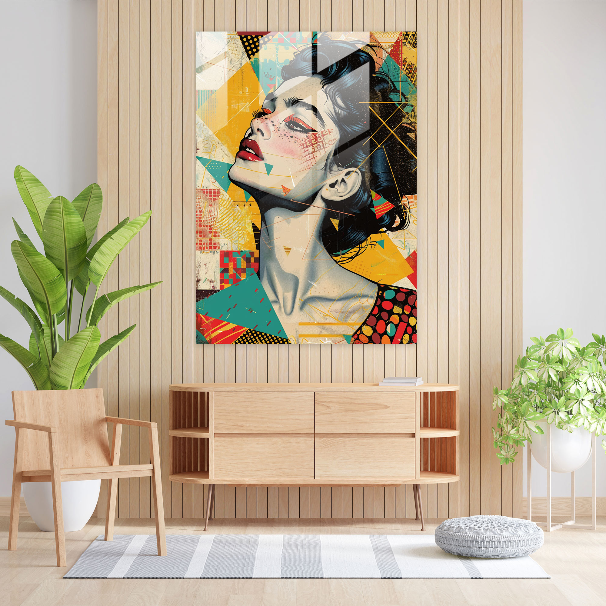 Pop Art Kadın Cam Duvar Sanatı - Klasikizm+Popart Cam Duvar Sanatı Duvar Dekorasyonu Cam Sanatı