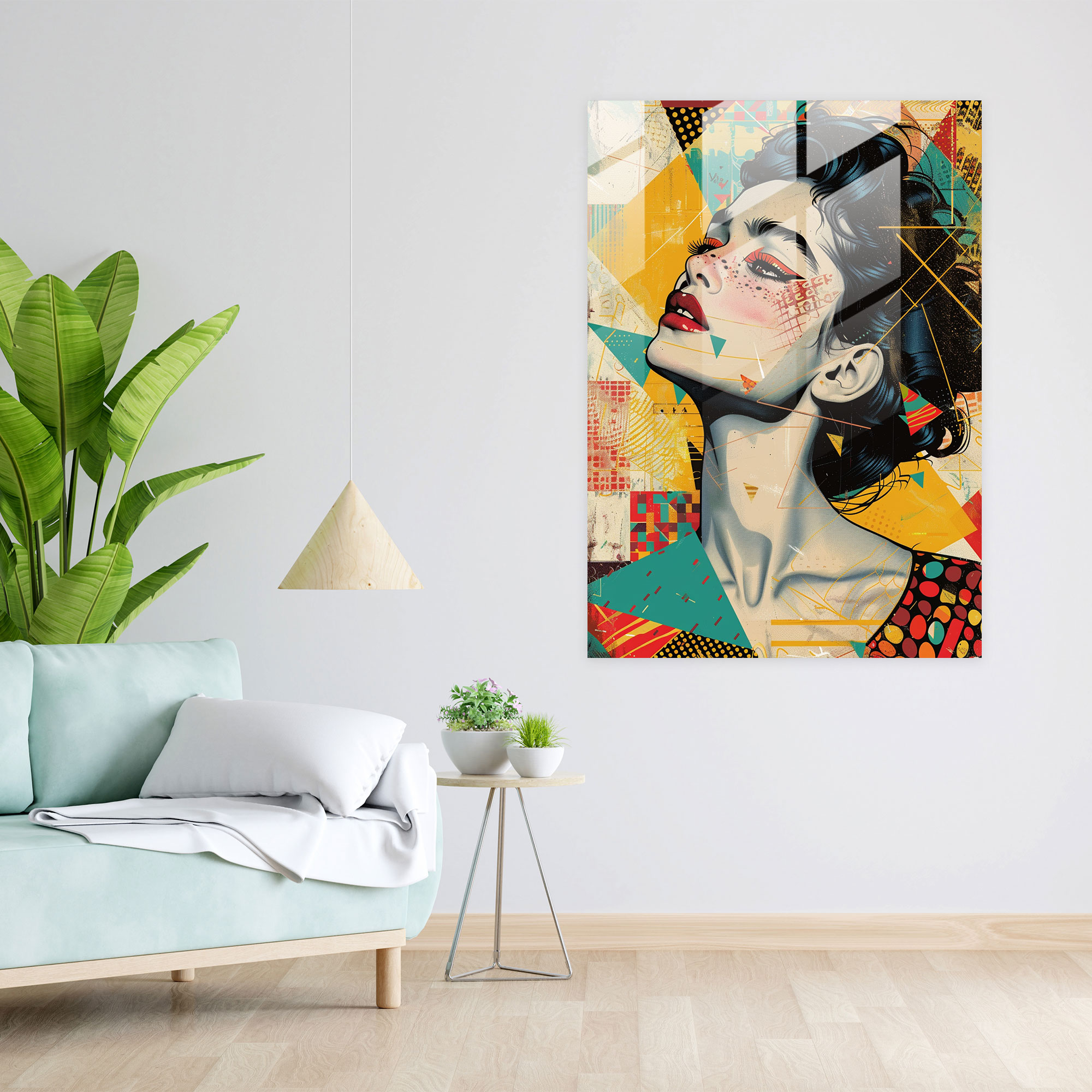 Pop Art Kadın Cam Duvar Sanatı - Klasikizm+Popart Cam Duvar Sanatı Duvar Dekorasyonu Cam Sanatı