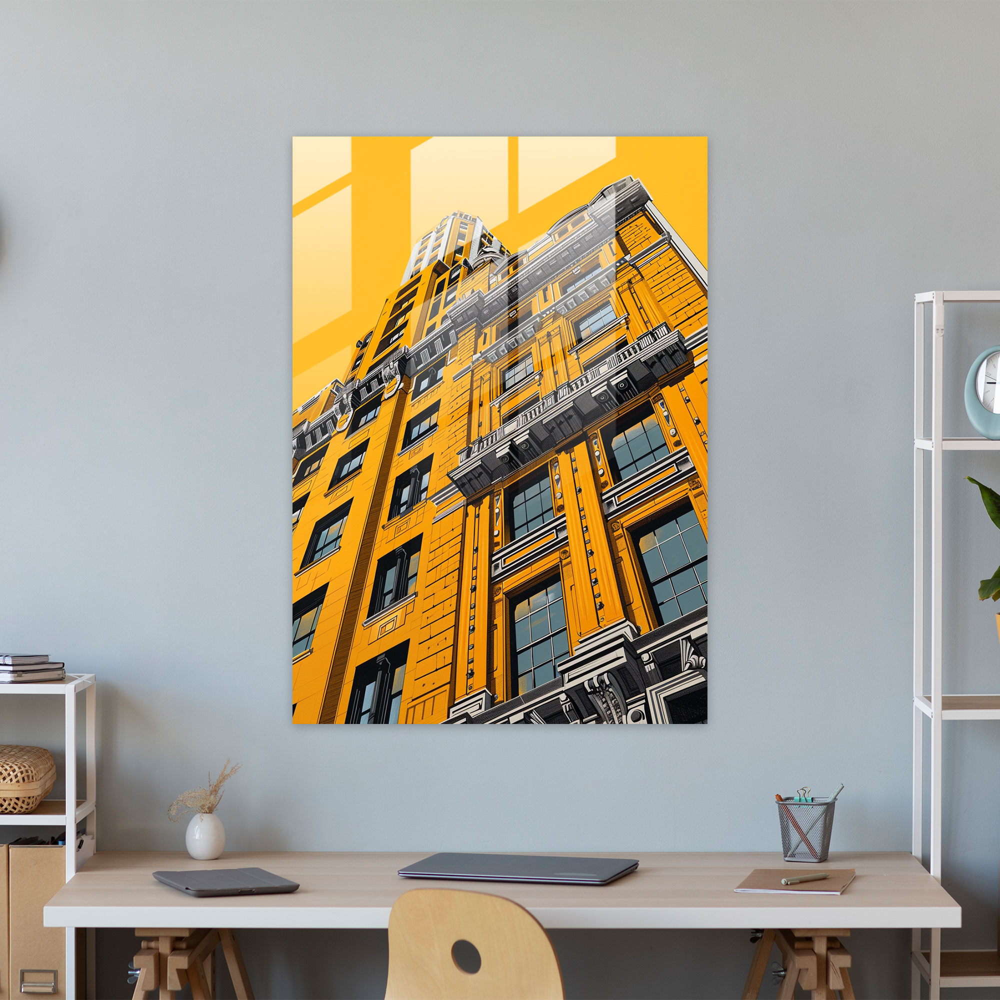 Bold Architecture Glass Wall Art - Classicism+Popart, Glass Art, Glass Wall Art, Combine Classicism With Pop Art