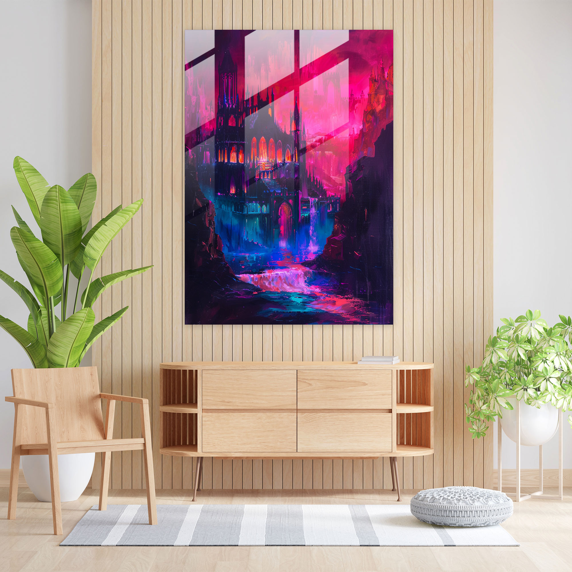 Klasikle Modern Sanatın Buluşması - Klasik+Popart Cam Tablo Ev Dekorasyonu