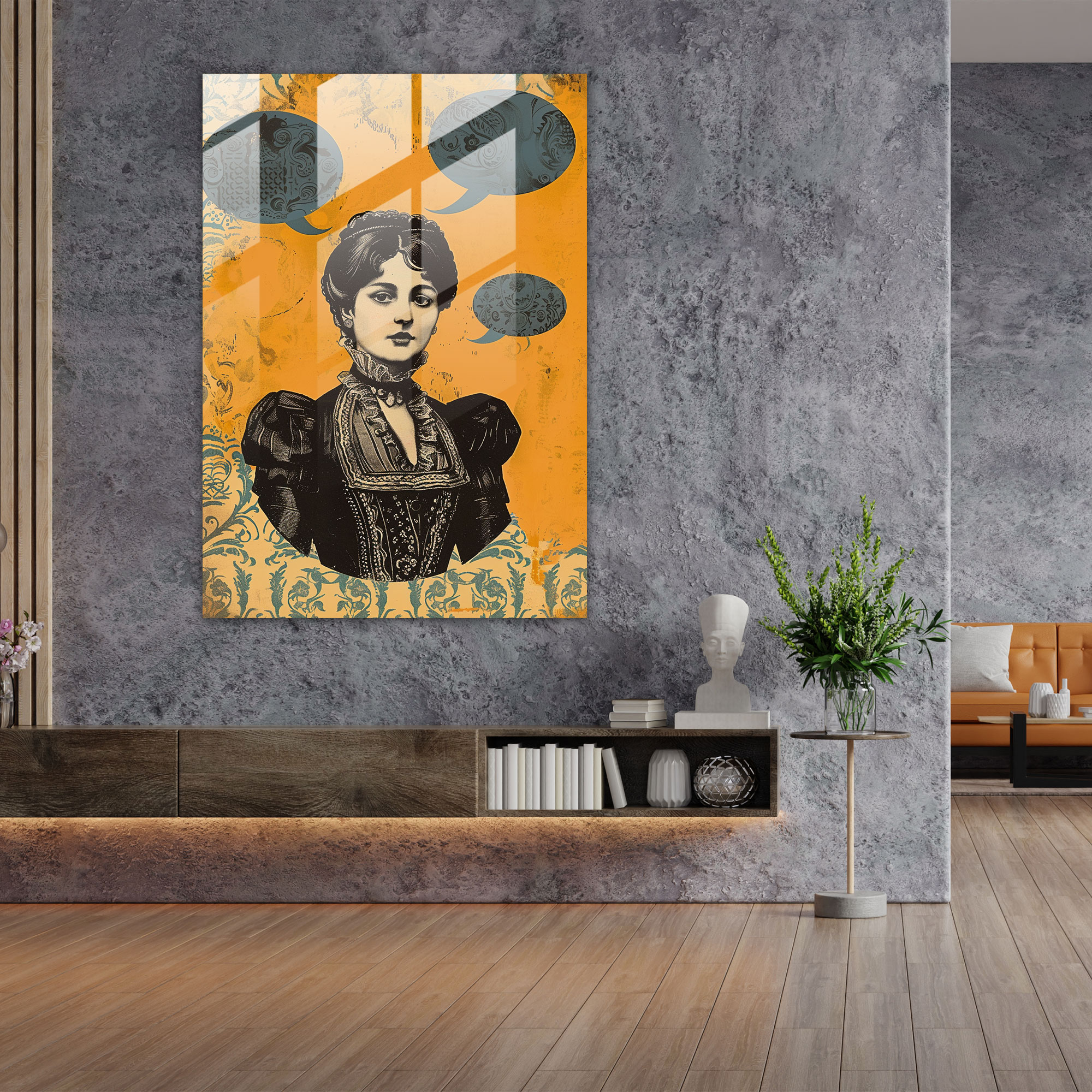 Klasikle Modern Pop Sanatı Buluşuyor - Klasikle Popart Klasikle Pop Sanatını Birleştir Duvar Dekorasyonu Cam Tablo
