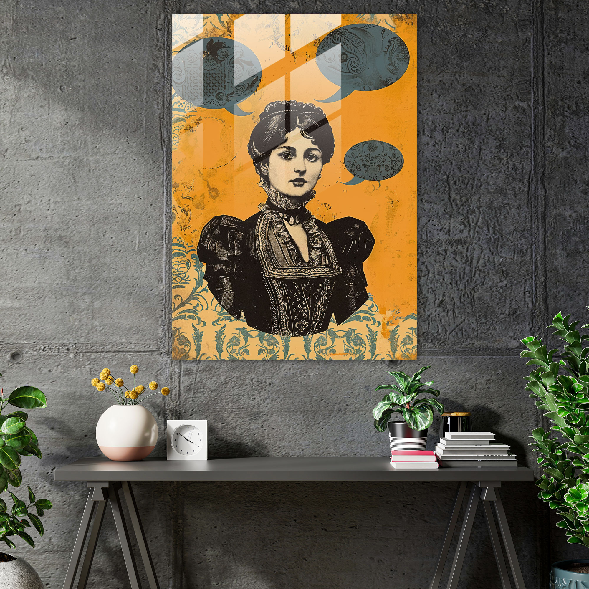 Klasikle Modern Pop Sanatı Buluşuyor - Klasikle Popart Klasikle Pop Sanatını Birleştir Duvar Dekorasyonu Cam Tablo