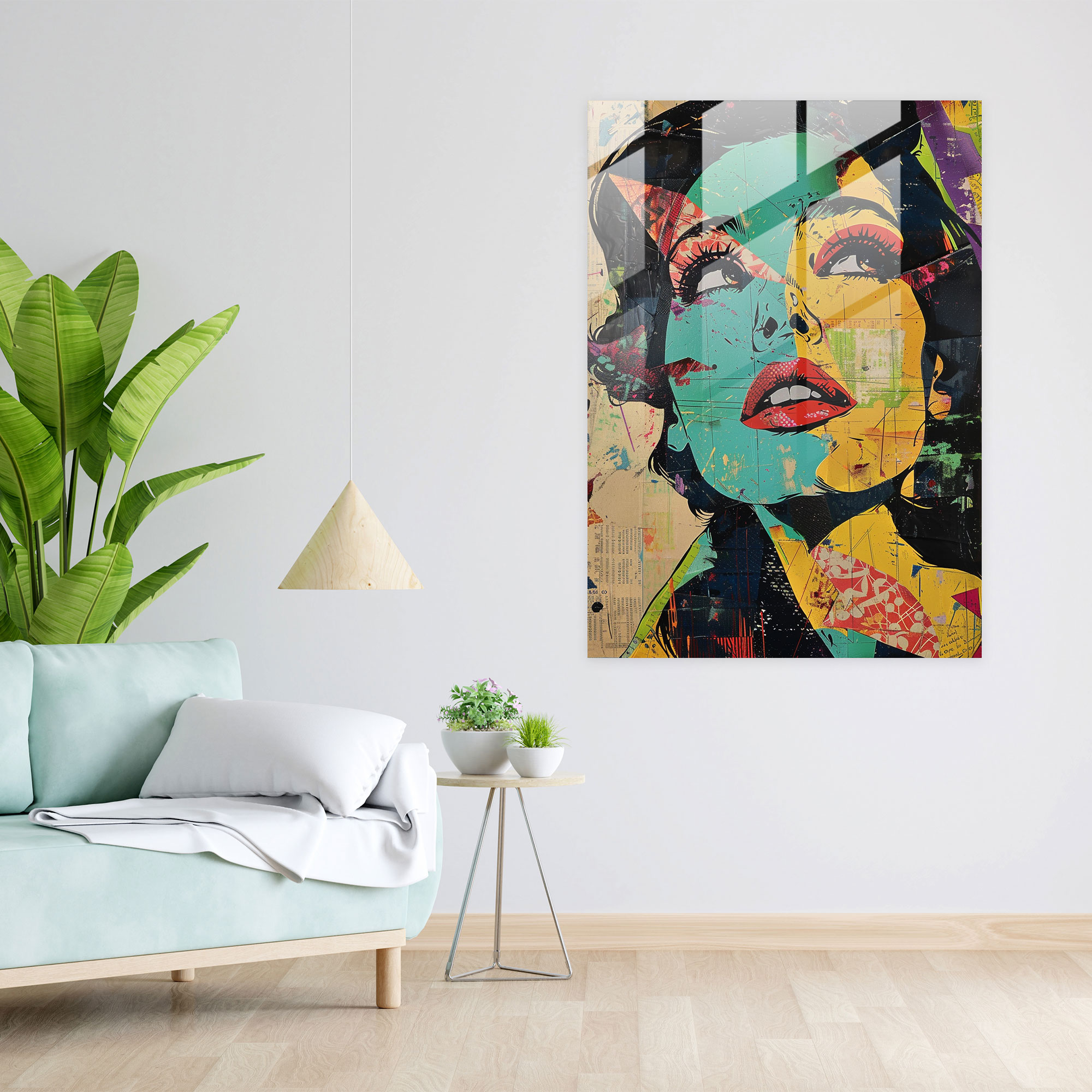 Klasizm ve Pop Sanat Cam Tablo Sanatı - Klasizm ve Pop Sanatı Bir Arada Duvar Dekorasyonu Klasizmi Pop Sanat ile Birleştirin Cam Duvar Sanatı