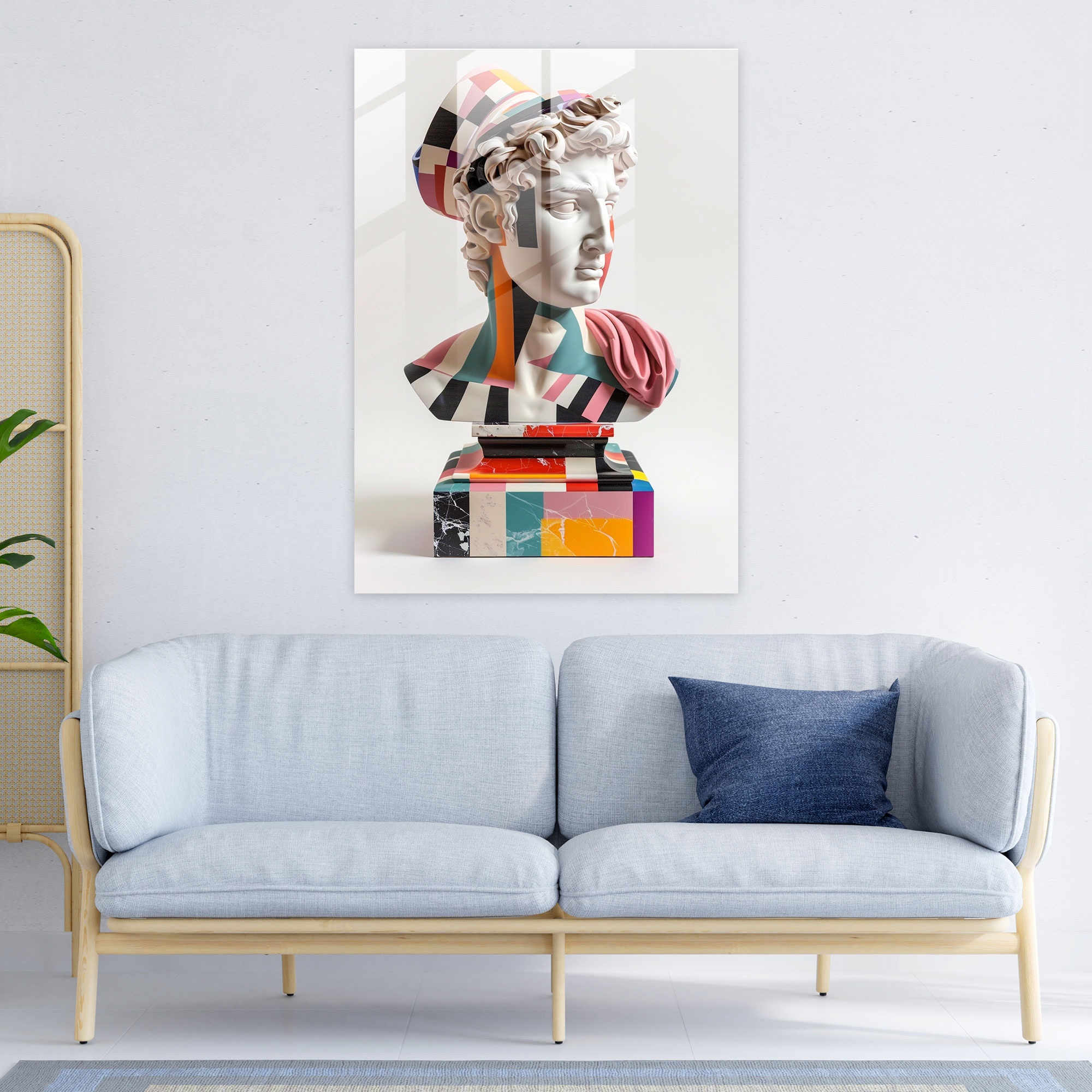 Klasizm ve Pop Art Duvar Dekorasyonu - Klasizm ve Pop Art Birleşimi Cam Tablo Modern Sanat