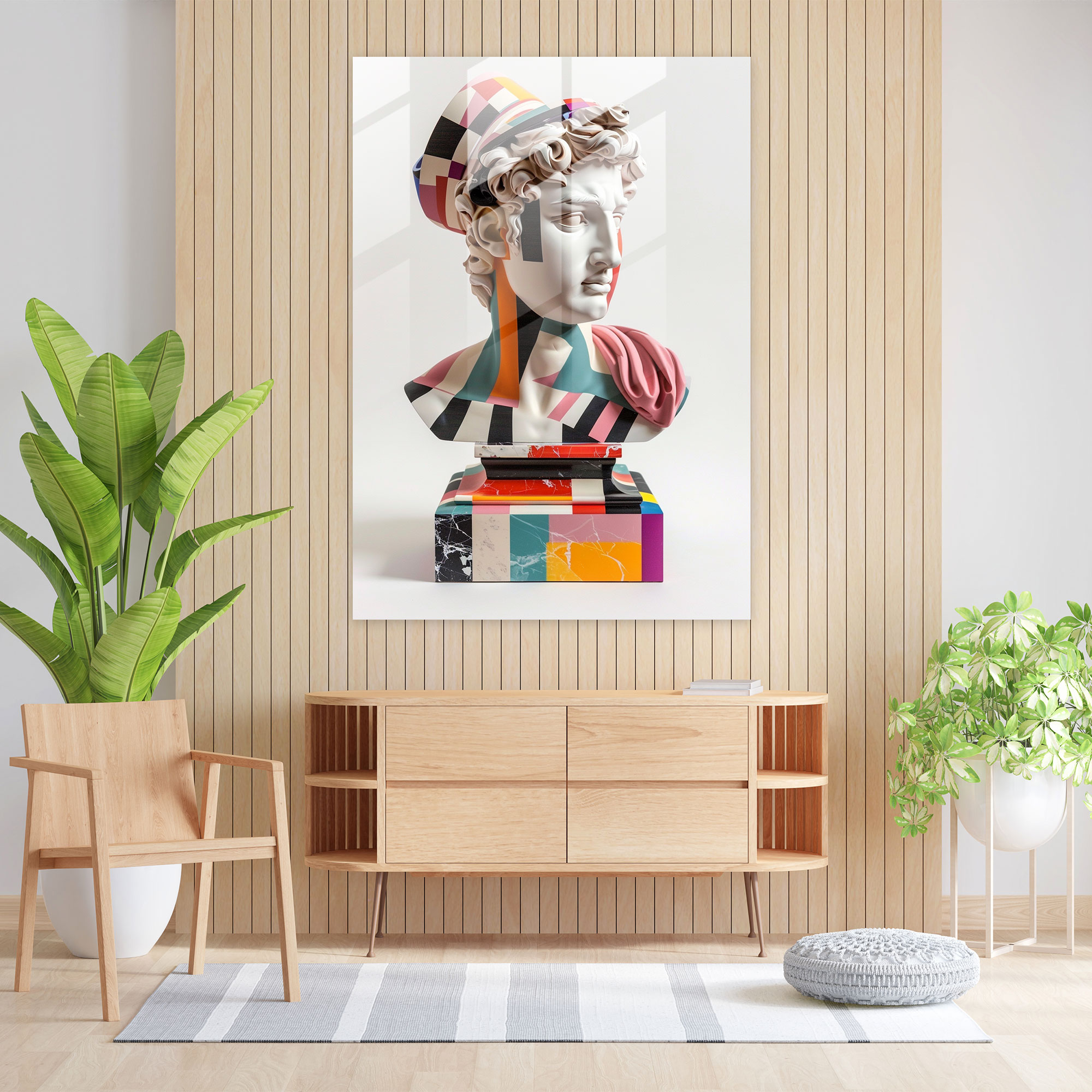 Klasizm ve Pop Art Duvar Dekorasyonu - Klasizm ve Pop Art Birleşimi Cam Tablo Modern Sanat