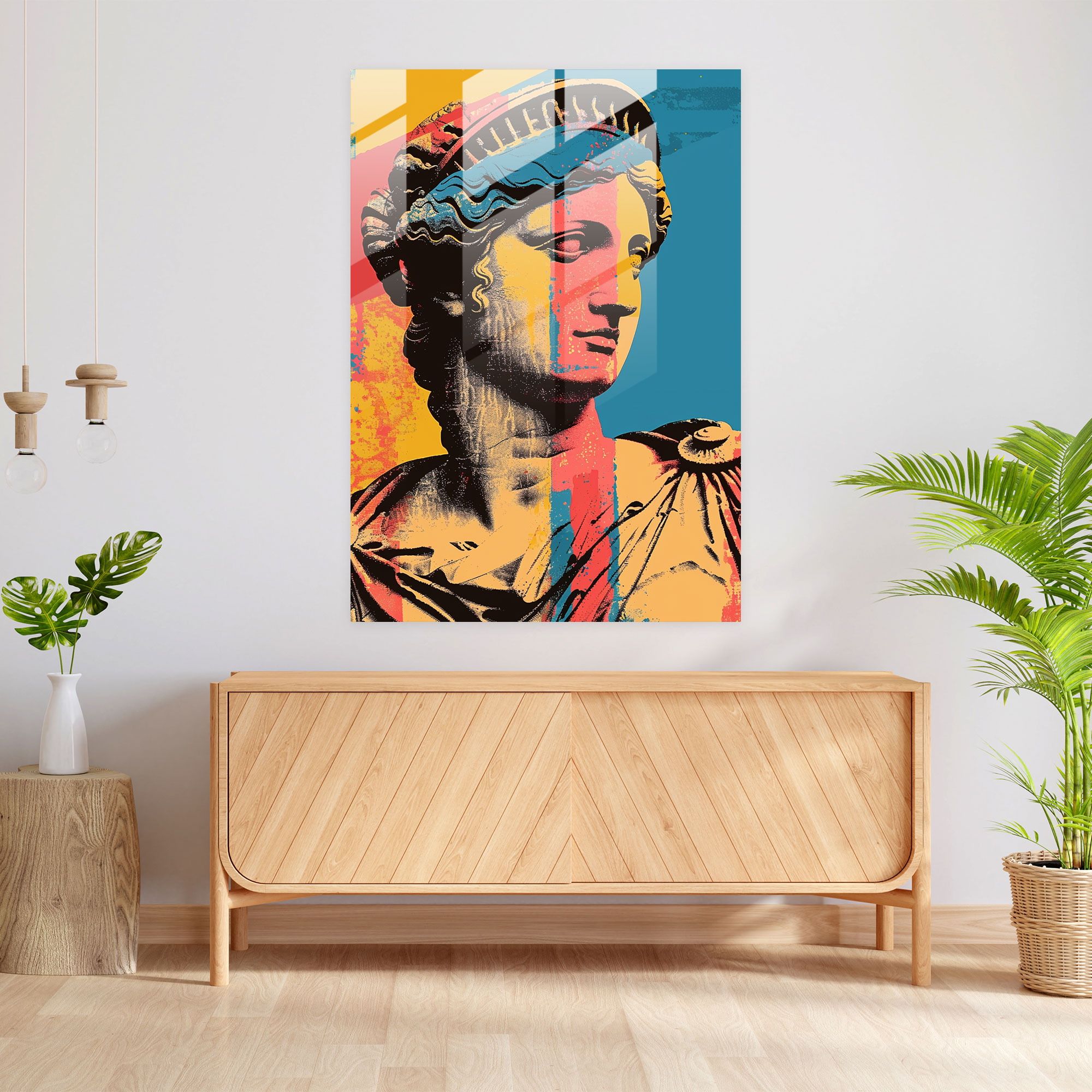 Classic Pop Art Glass Wall Art - Classicism+Popart, Home Decoration, Antiquity, Modern Art