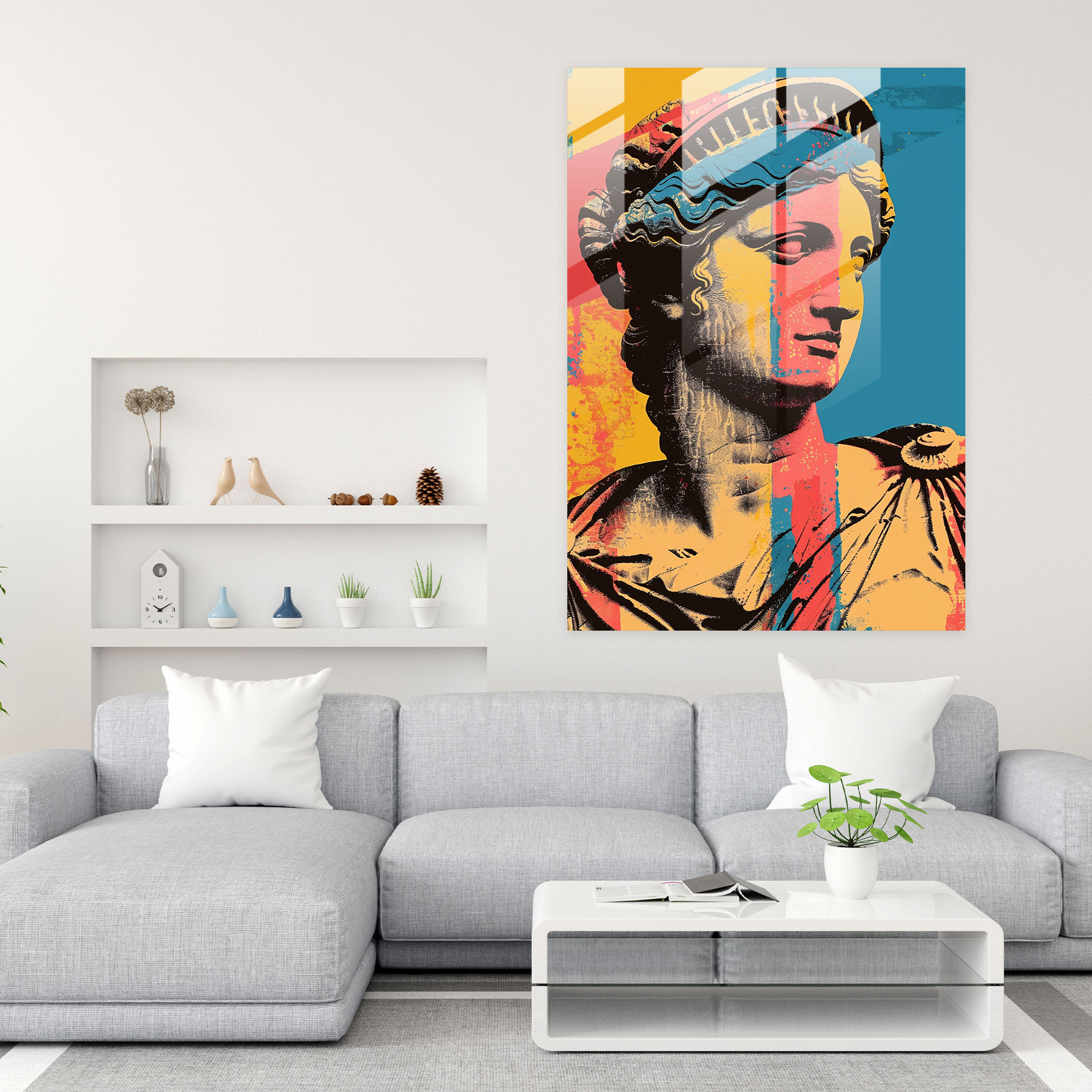Classic Pop Art Glass Wall Art - Classicism+Popart, Home Decoration, Antiquity, Modern Art
