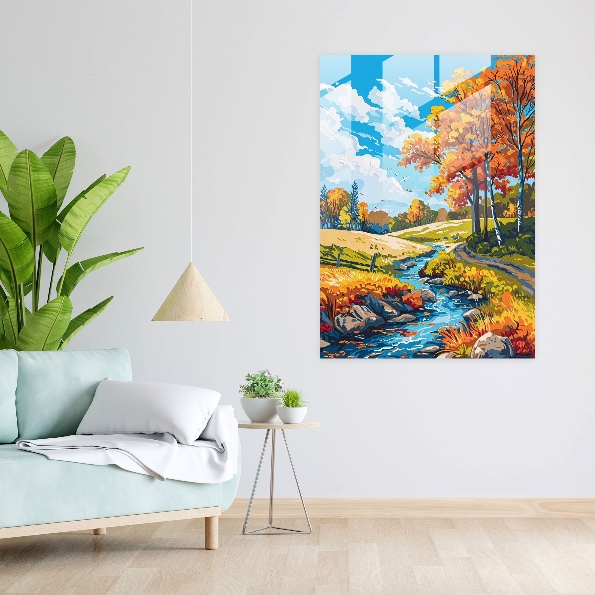 Classic Landscape Pop Art Glass Print - Classicism+Popart, Wall Decoration, Landscape Painting, Classicism With Pop Art