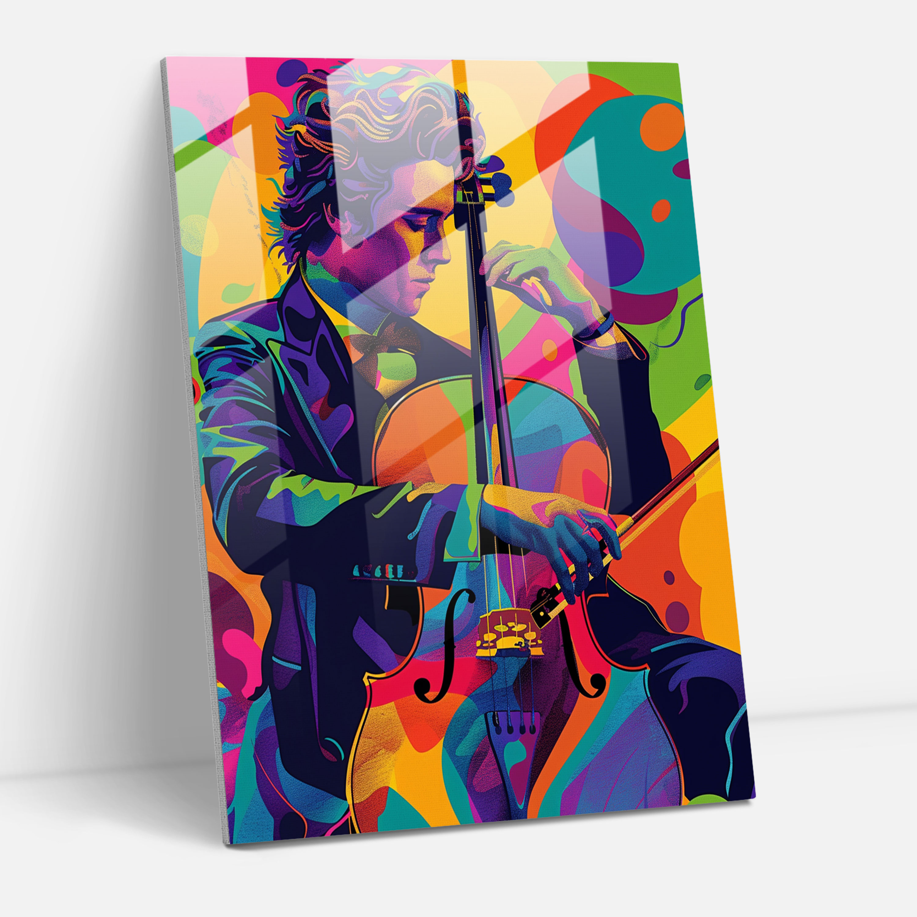 Pop Art Müzisyen Cam Tablo - Klasikizm+Popart Portre Ev Dekorasyonu Modern Sanat