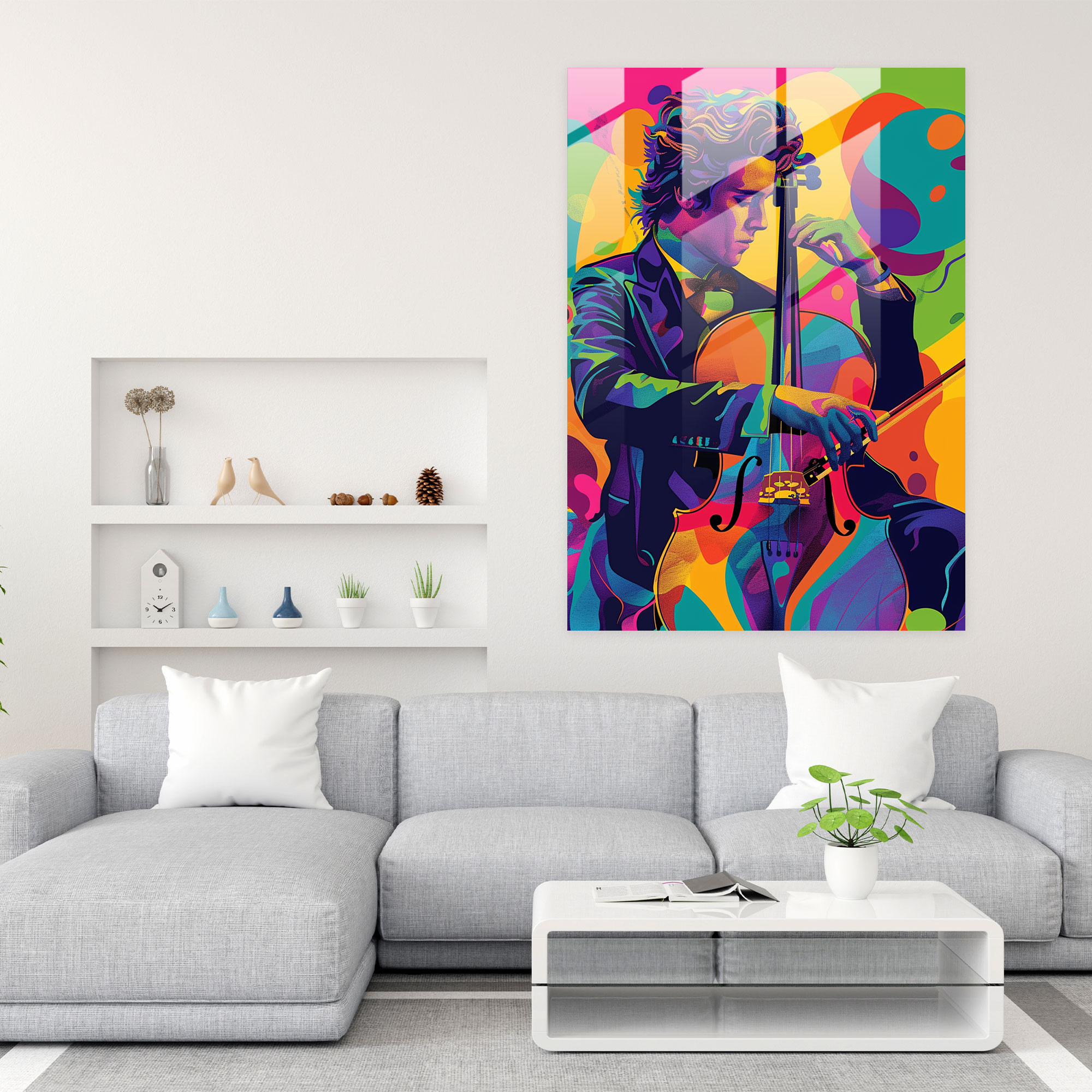 Pop Art Müzisyen Cam Tablo - Klasikizm+Popart Portre Ev Dekorasyonu Modern Sanat
