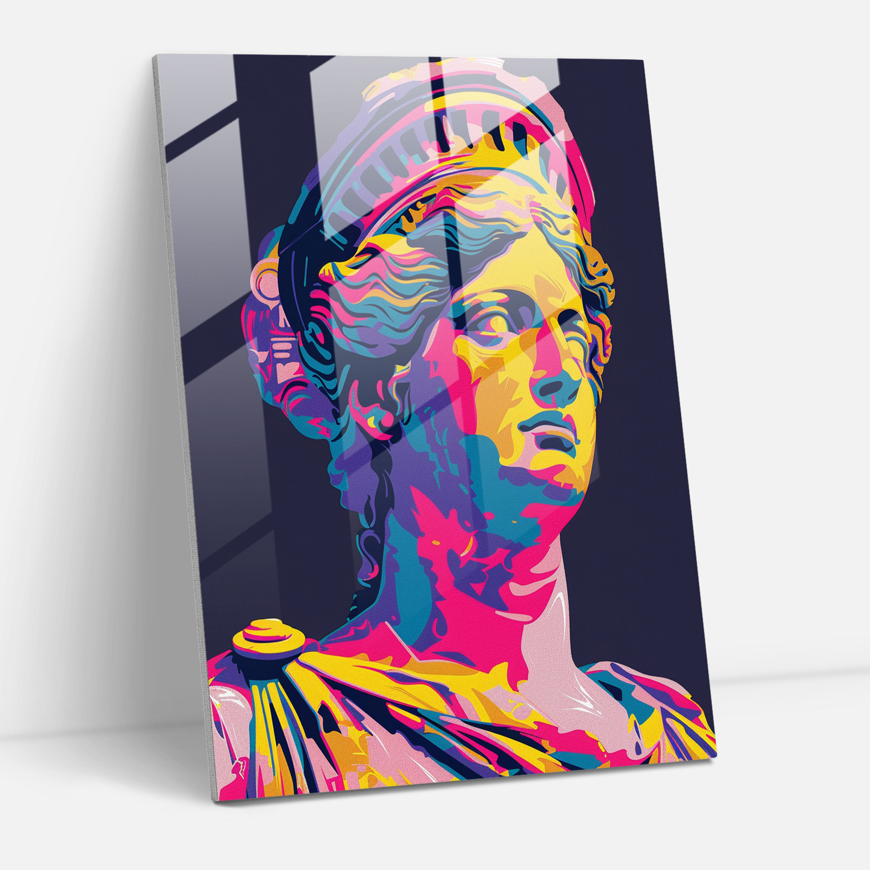 Yunan Tanrıçası Cam Tablo - Klasikizm ve Popart Duvar Dekorasyonu Klasikizmi Pop Art ile Birleştirin Ev Dekorasyonu
