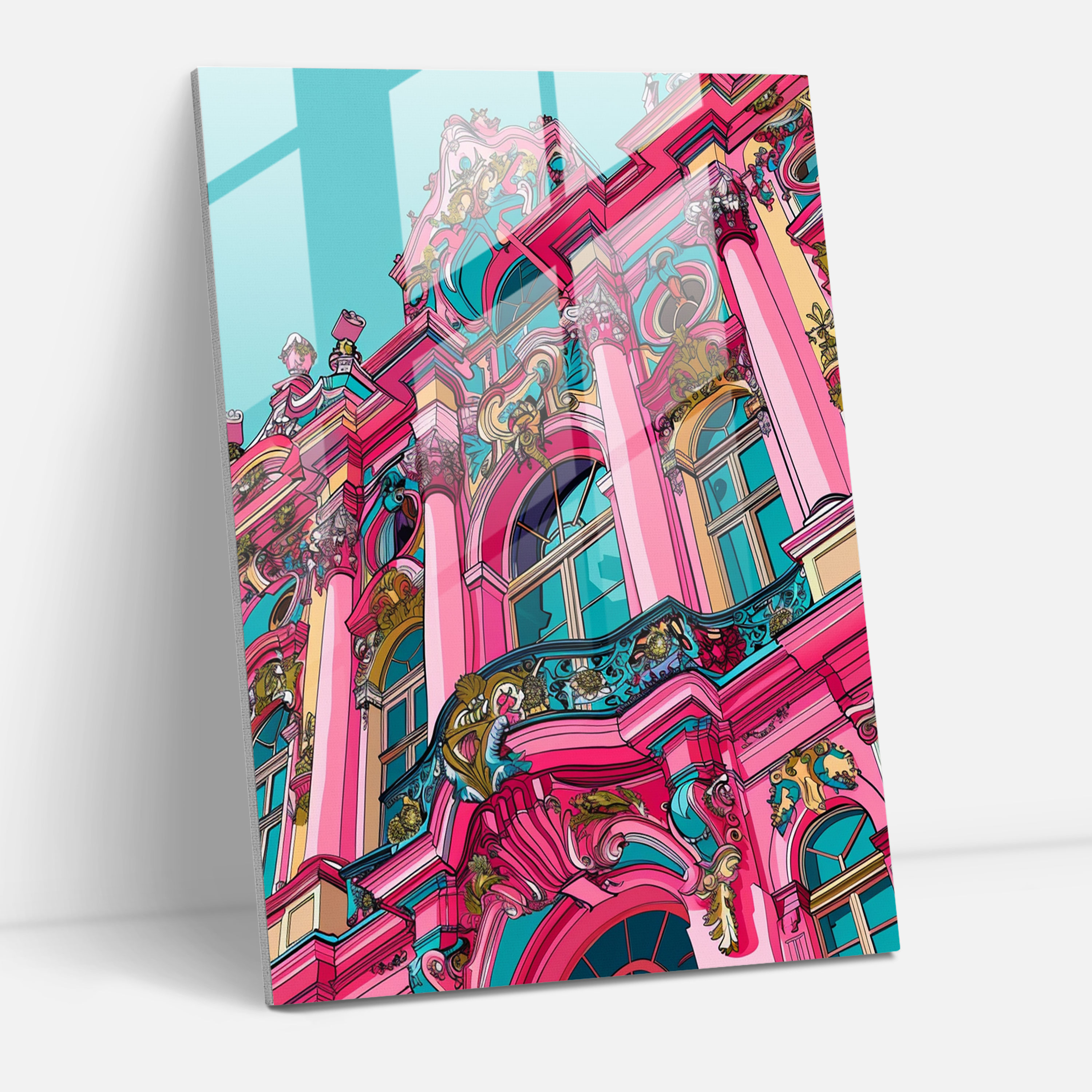 Baroque Fusion Glass Print - Classicism+Popart, Combine Classicism With Pop Art, Modern Art, Wall Decoration