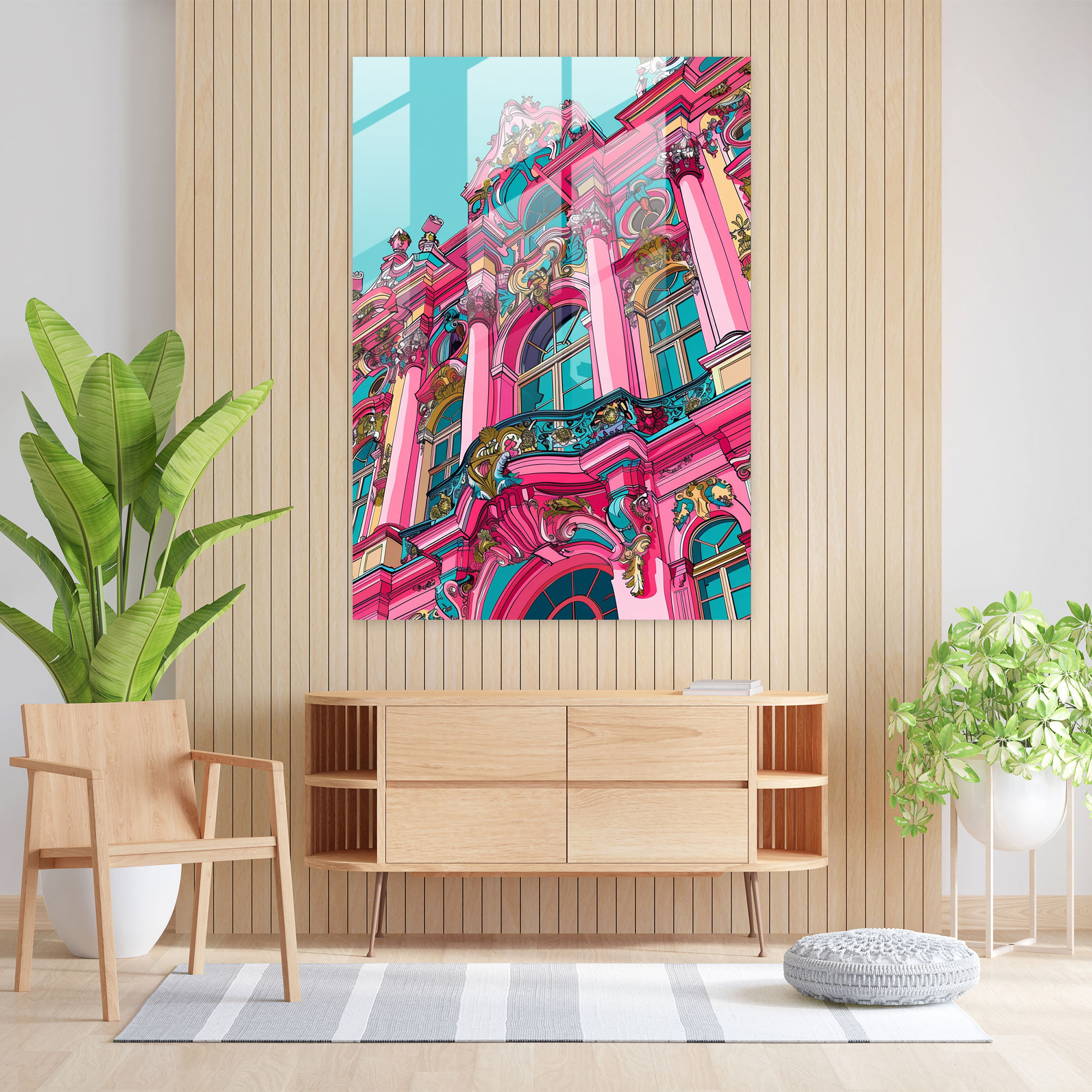 Baroque Fusion Glass Print - Classicism+Popart, Combine Classicism With Pop Art, Modern Art, Wall Decoration