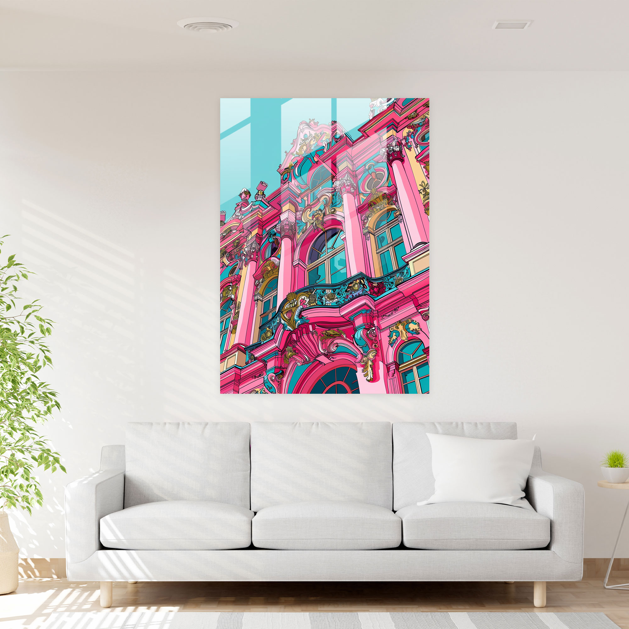 Baroque Fusion Glass Print - Classicism+Popart, Combine Classicism With Pop Art, Modern Art, Wall Decoration