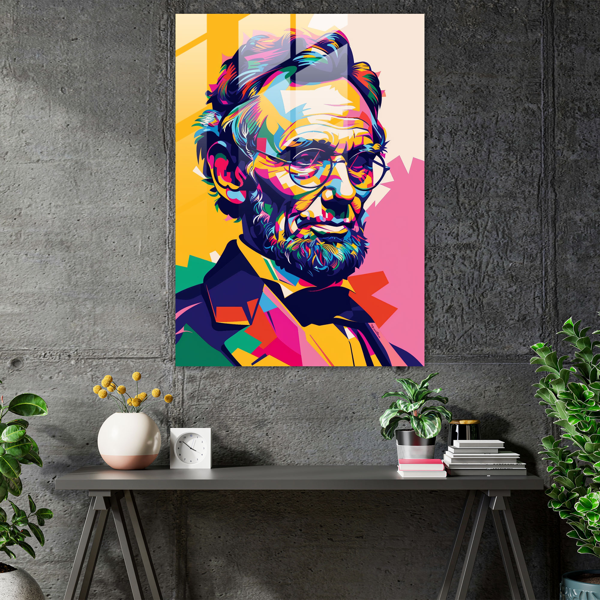 Pop Art Tarihi Figür Cam Tablo - Klasikizm ve Popart Ev Dekorasyonu Klasikizmi Pop Art ile Birleştirin Modern Sanat