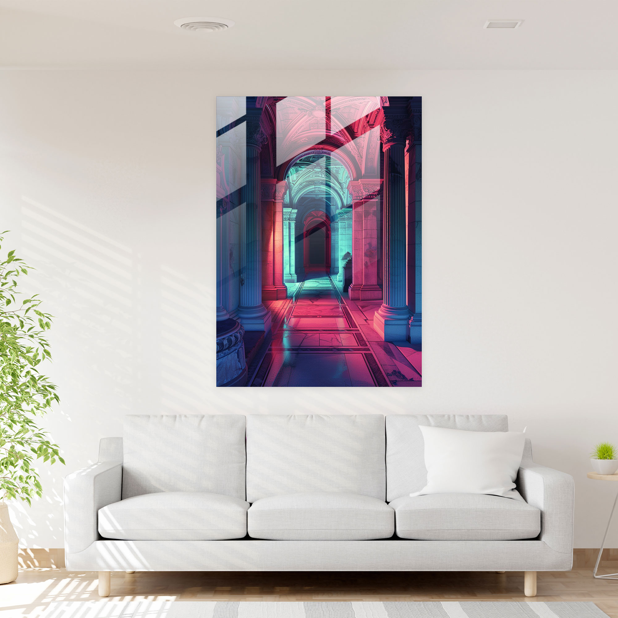 Neon Barok Cam Duvar Sanatı - Klasizm ve Pop Art Ev Dekorasyonu Cam Tablo Cam Duvar Sanatı