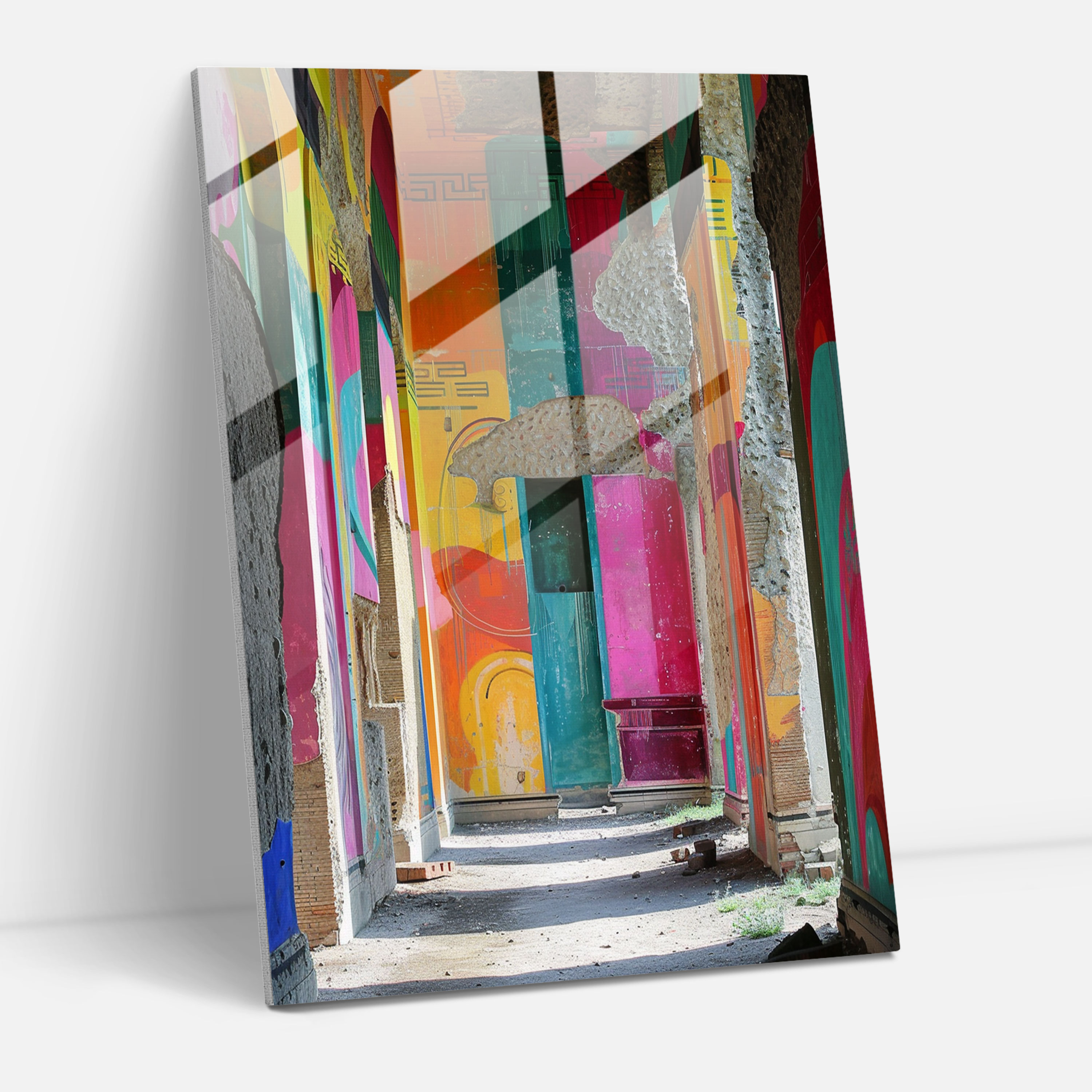 Roman Graffiti Glass Print - Classicism+Popart, Home Decoration, Glass Art, Wall Decoration