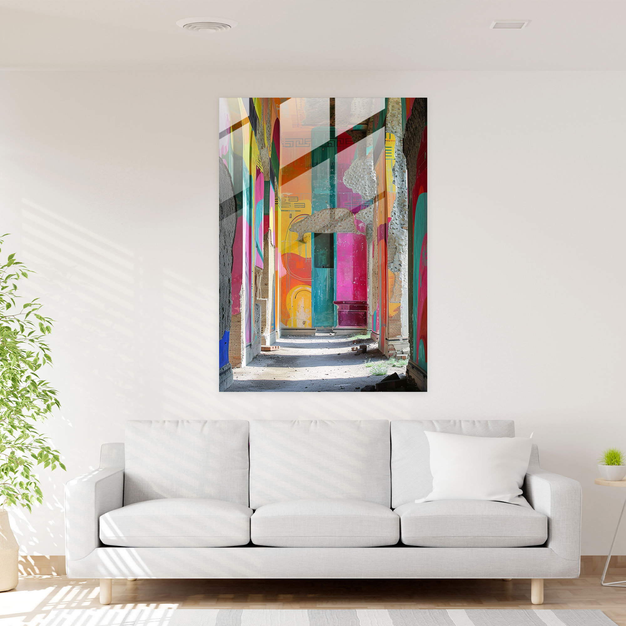 Roman Graffiti Glass Print - Classicism+Popart, Home Decoration, Glass Art, Wall Decoration