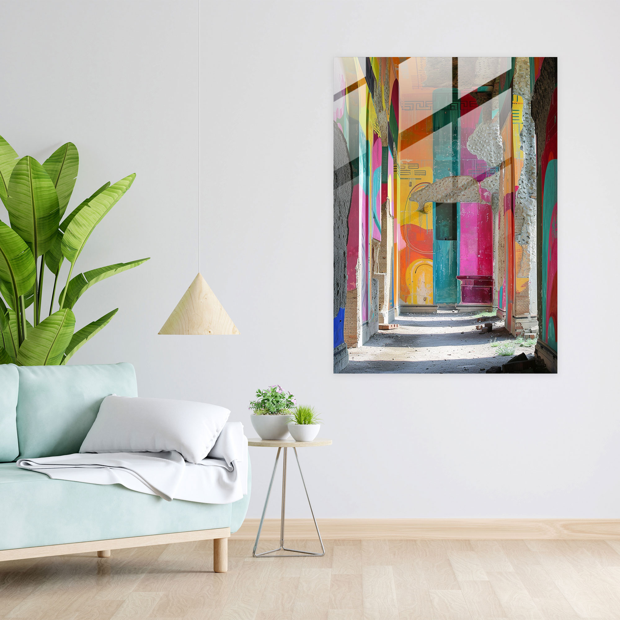 Roman Graffiti Glass Print - Classicism+Popart, Home Decoration, Glass Art, Wall Decoration