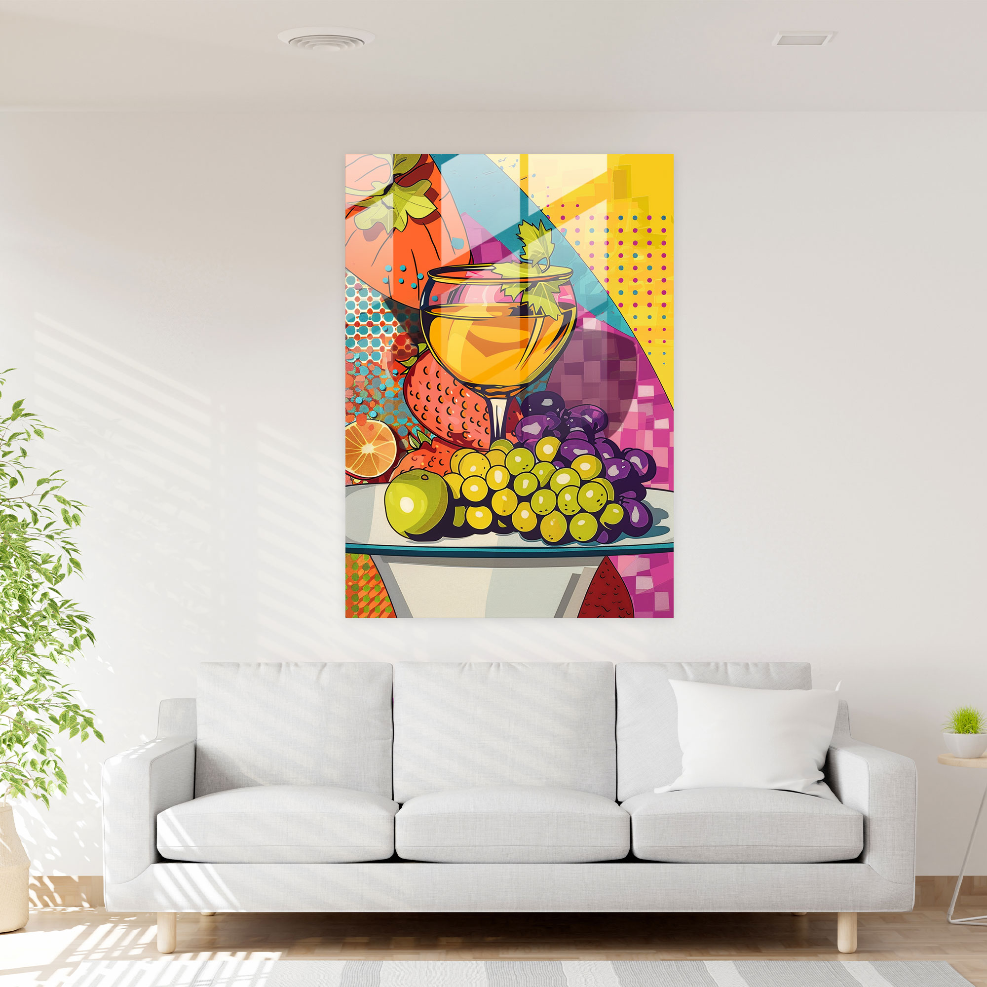 Çizgi Roman Natürmortu Cam Tablo Sanatı - Klasizm+Popart Modern Sanat Cam Tablo Duvar Süslemesi