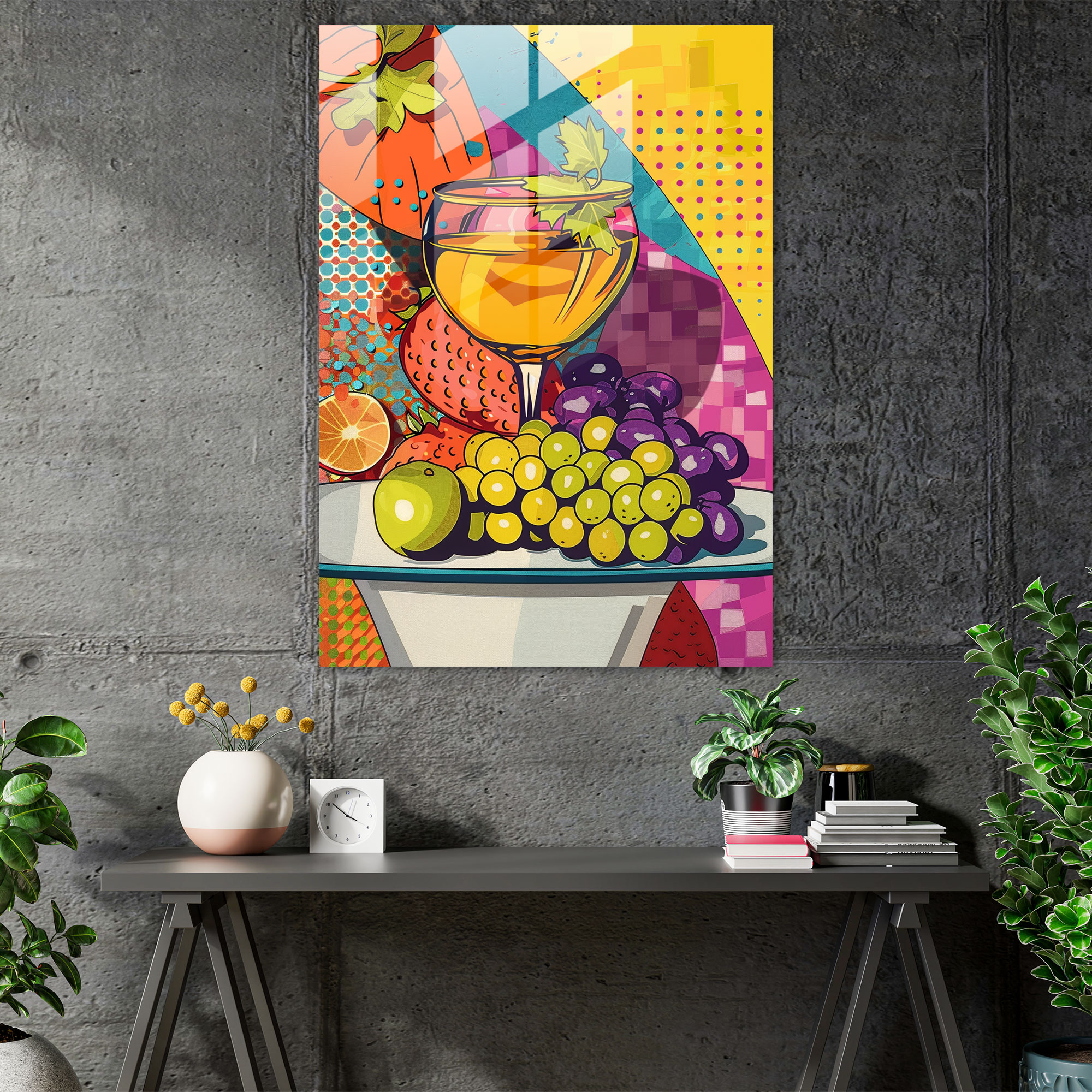 Çizgi Roman Natürmortu Cam Tablo Sanatı - Klasizm+Popart Modern Sanat Cam Tablo Duvar Süslemesi