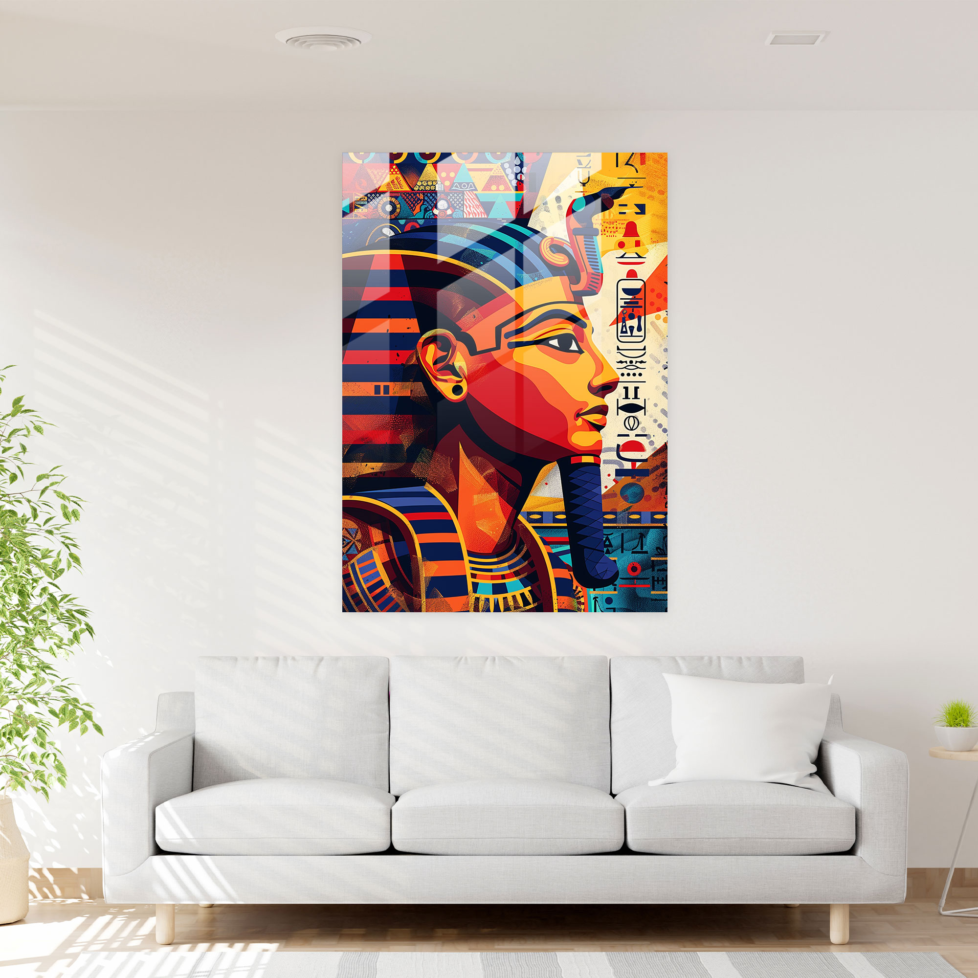 Mısır Pop Sanatı Cam Duvar Sanatı - Klasikizm+Popart Modern Sanat Ev Dekorasyonu Cam Duvar Sanatı